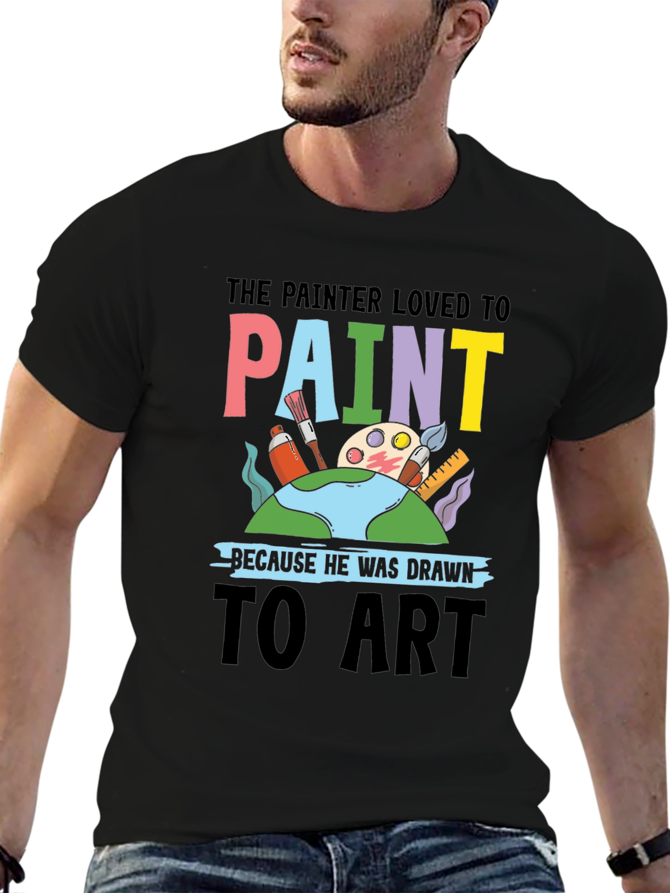 Black Painter Loved to Paint Graphic T-Shirt view 6