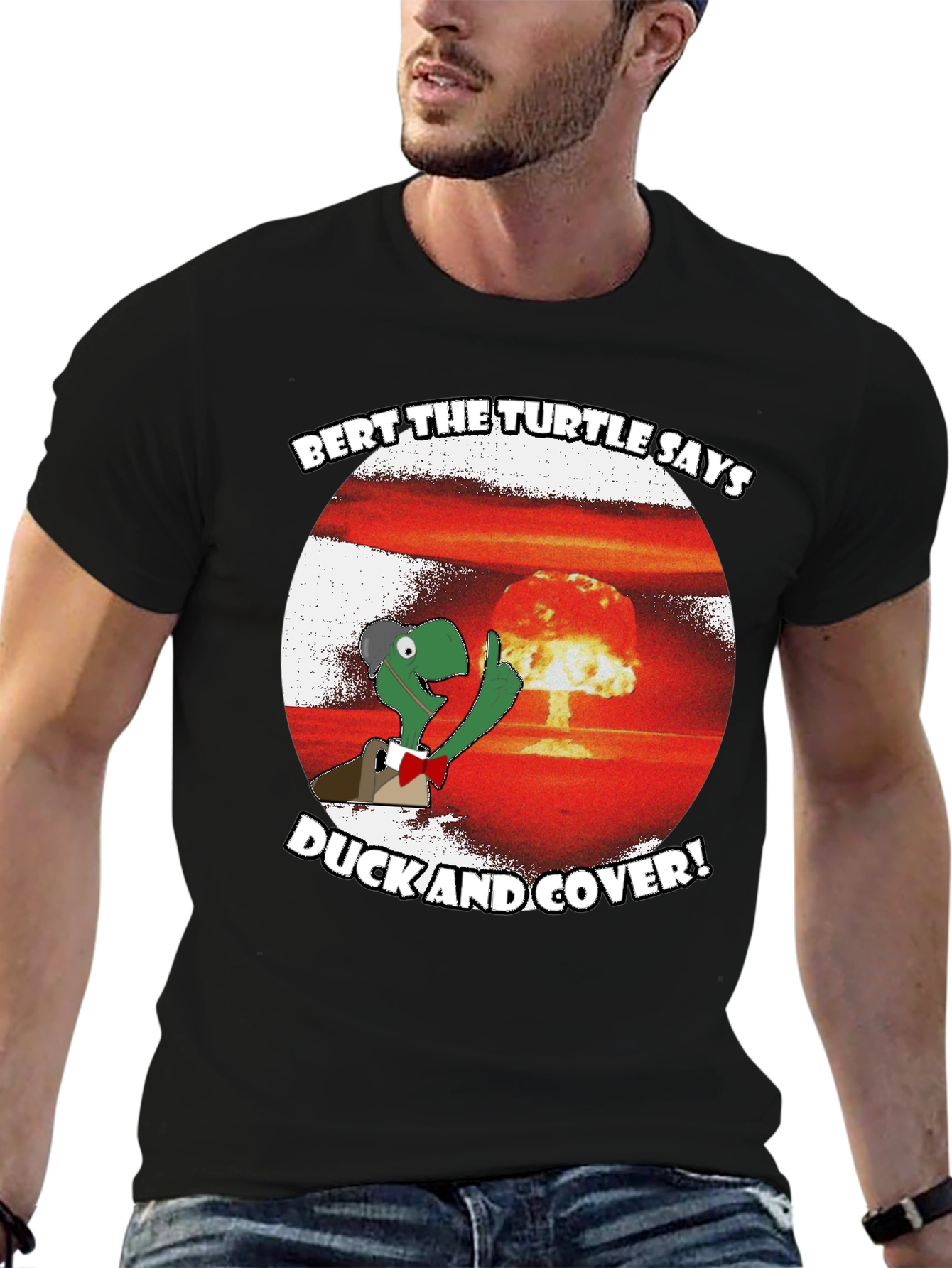 Black Bert the Turtle Duck and Cover Graphic Tee view 6