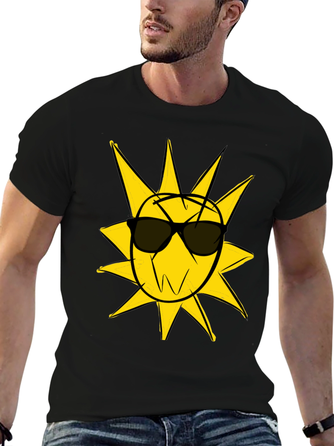 Black Cool Sun Graphic Black T-Shirt view 6