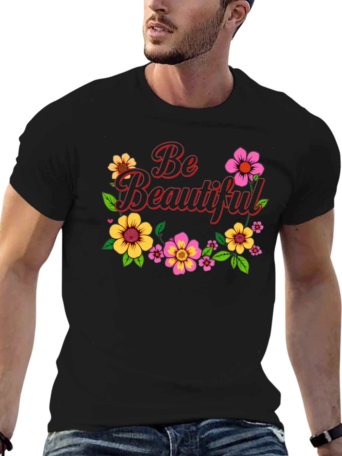 Black Be Beautiful Floral Graphic Black T-Shirt view 6