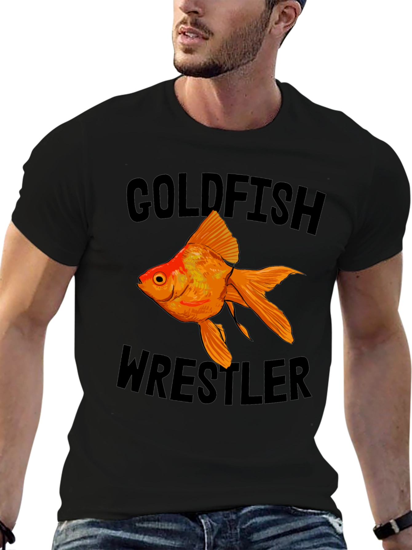 Black Goldfish Wrestler Graphic Tee view 6