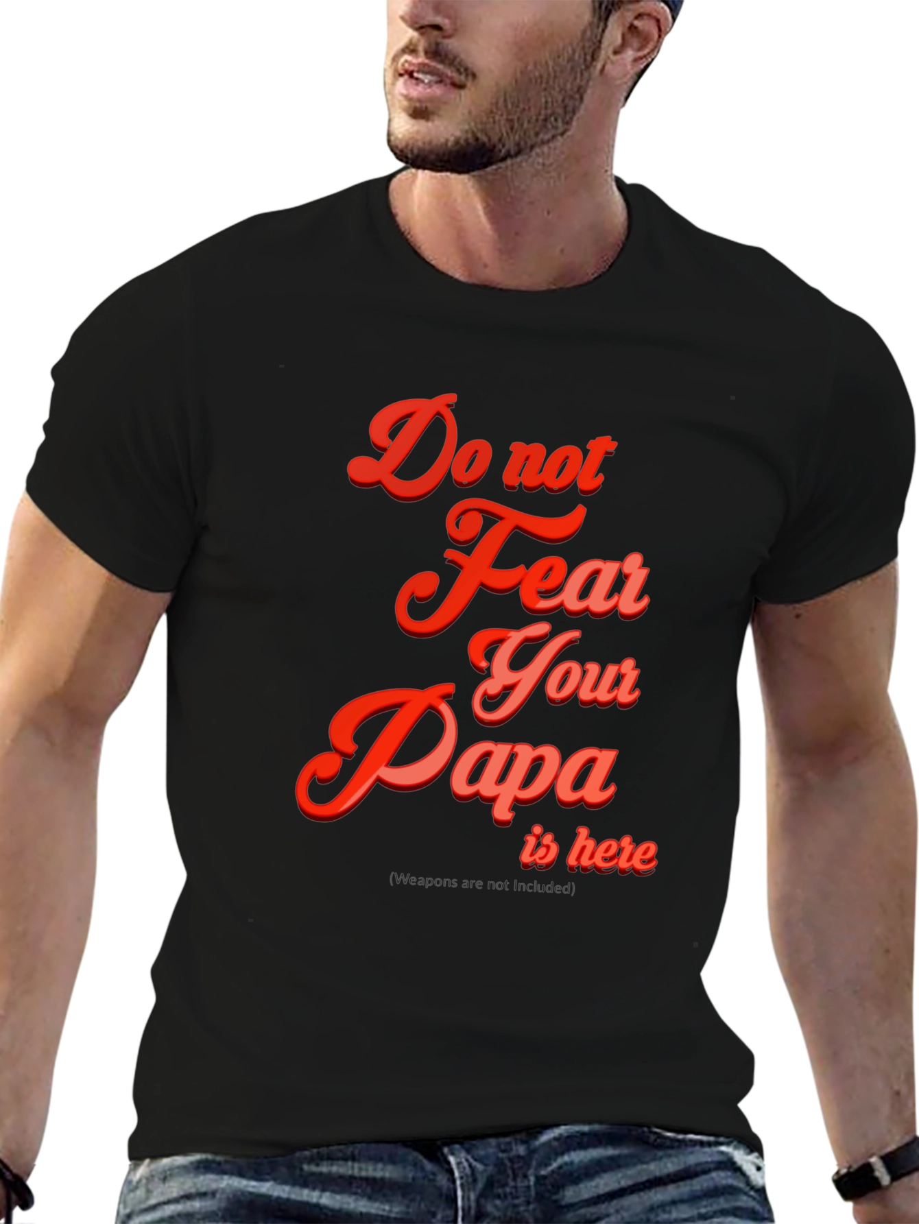 Black Do Not Fear Papa T-Shirt - Black Cotton Blend view 6