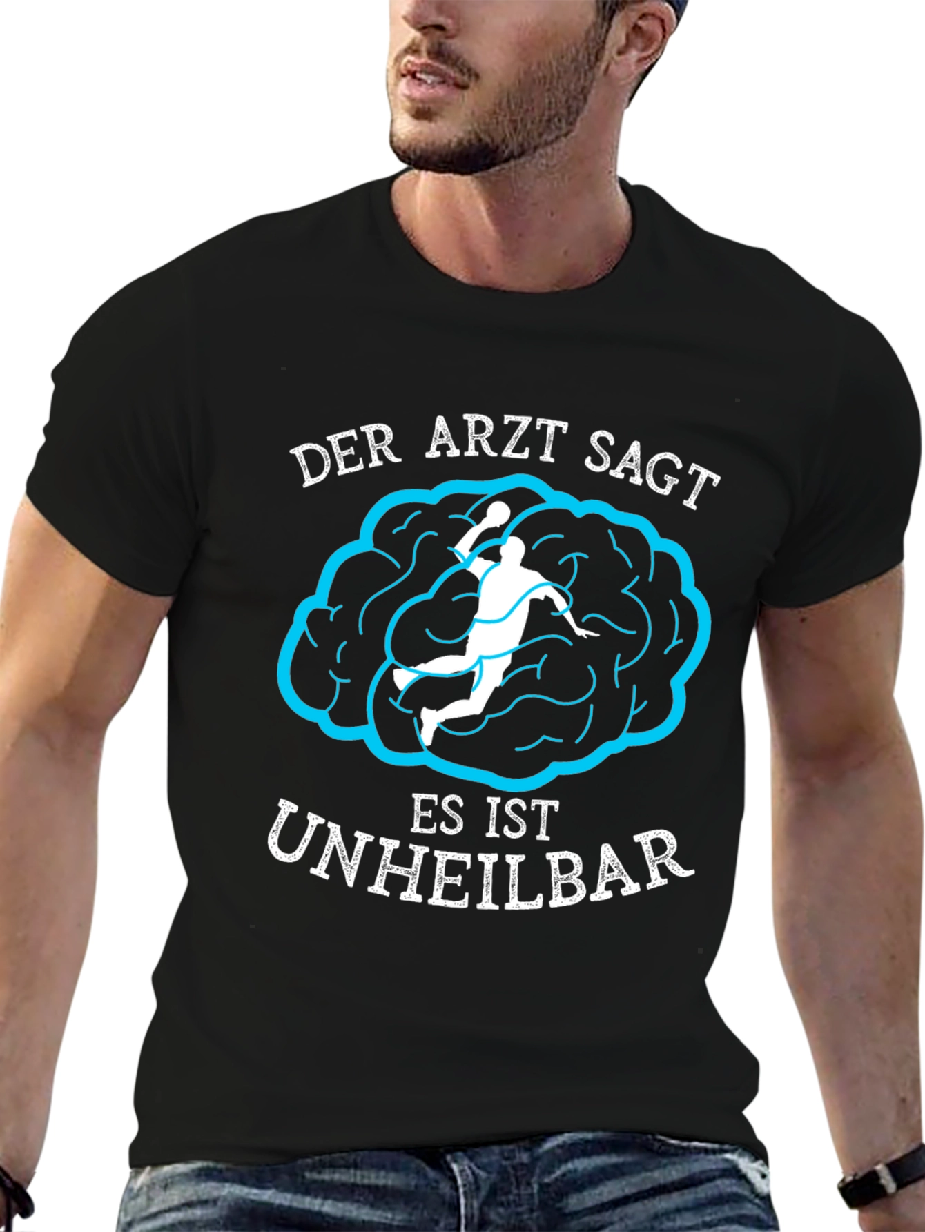 Black Handball Brain T-Shirt - Arzt Sagt Unheilbar view 6