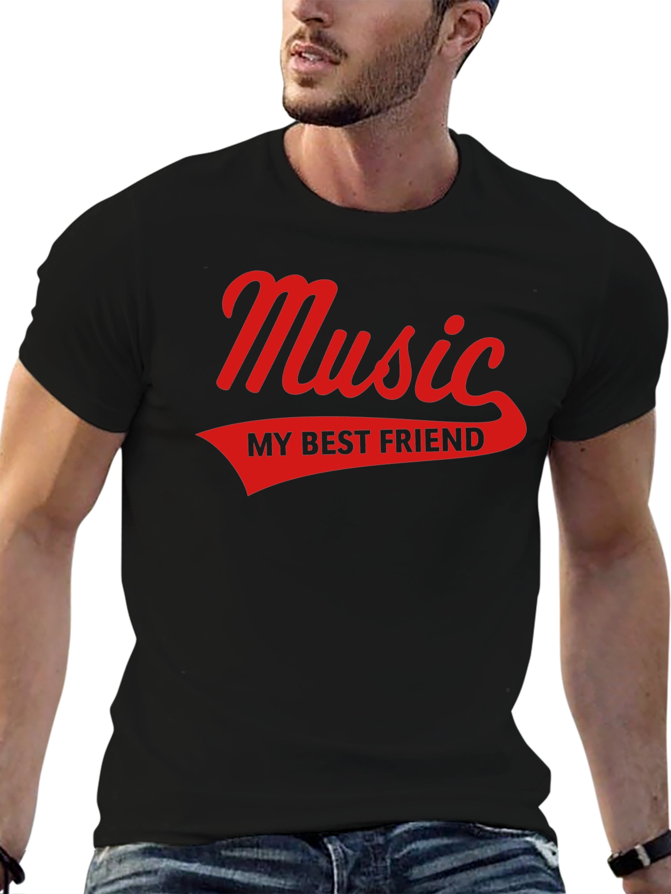 Black Music My Best Friend Black T-Shirt view 6