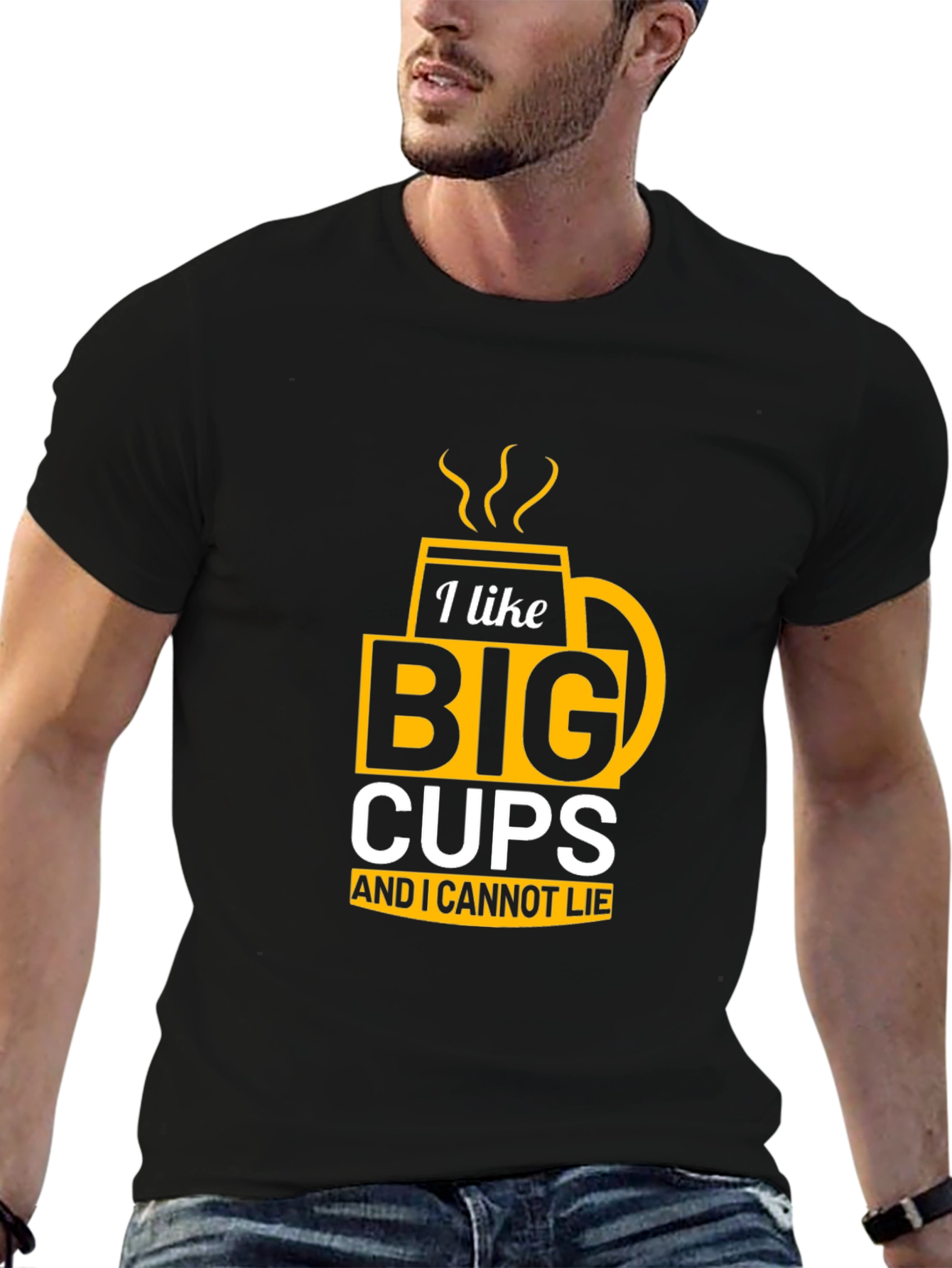 Black I Like Big Cups Graphic Tee - Funny Coffee Lover Shirt view 6