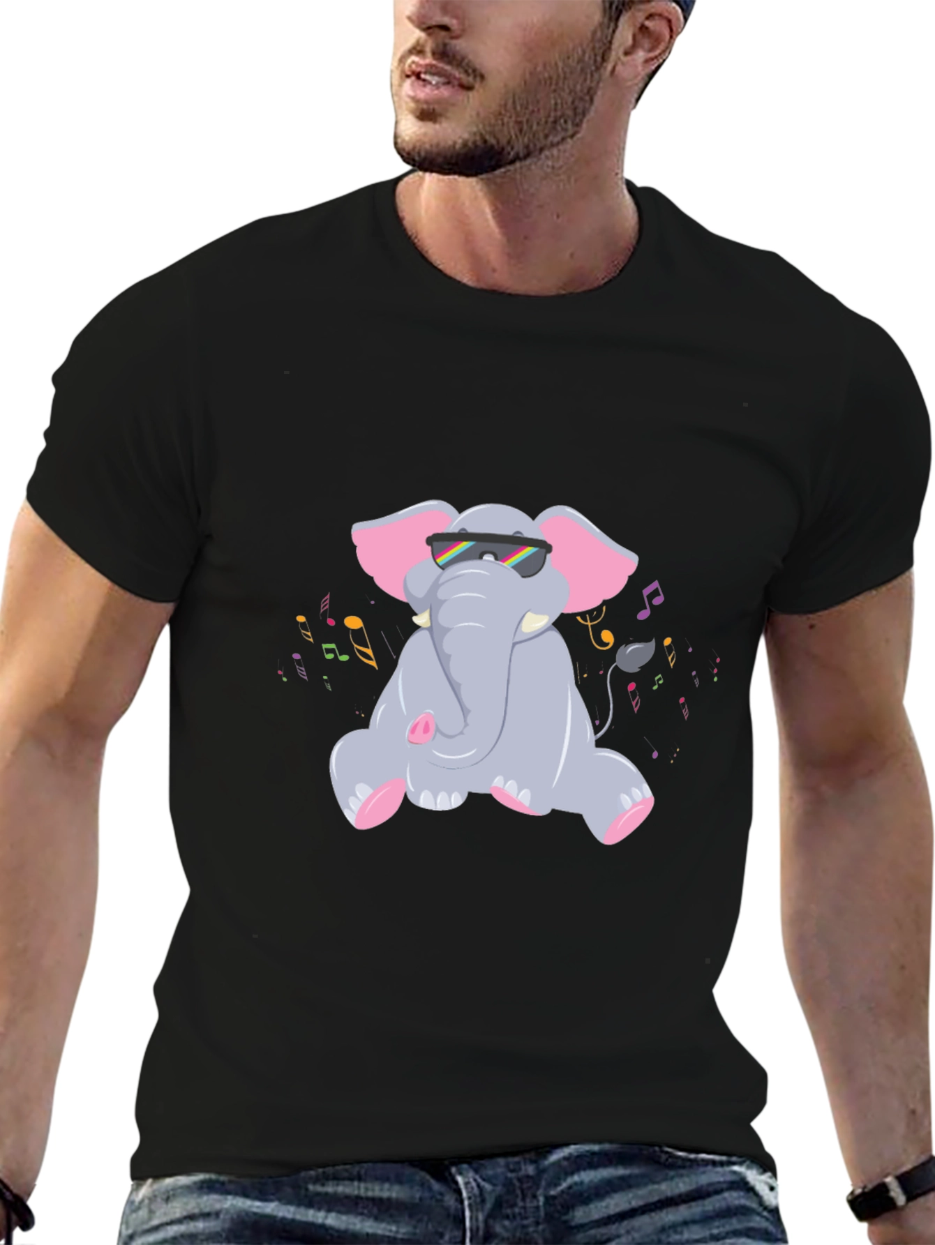 Black Cool Elephant Graphic Tee view 6