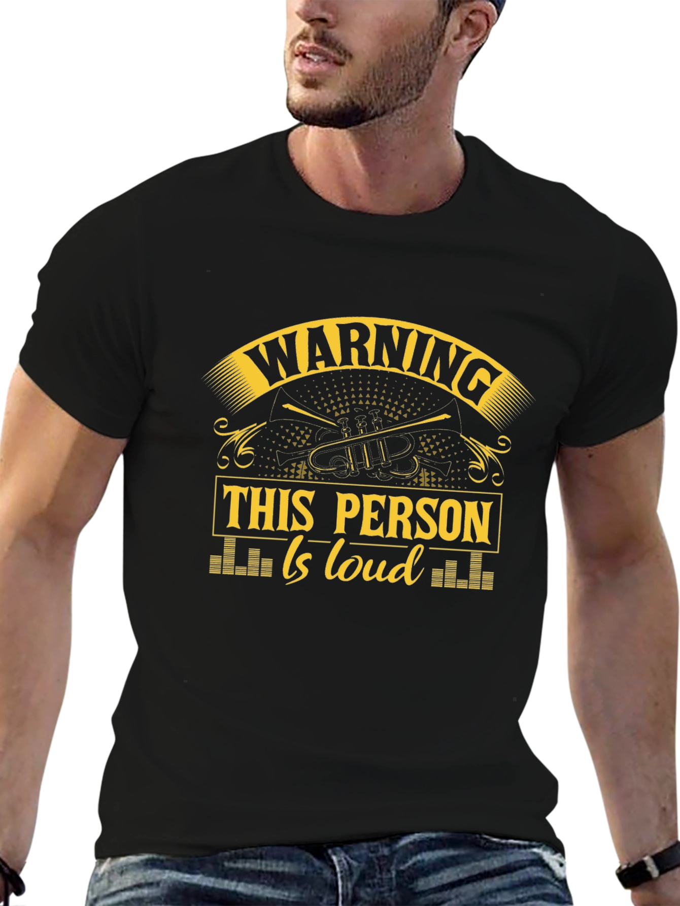 Black Warning This Person Is Loud T-Shirt view 6