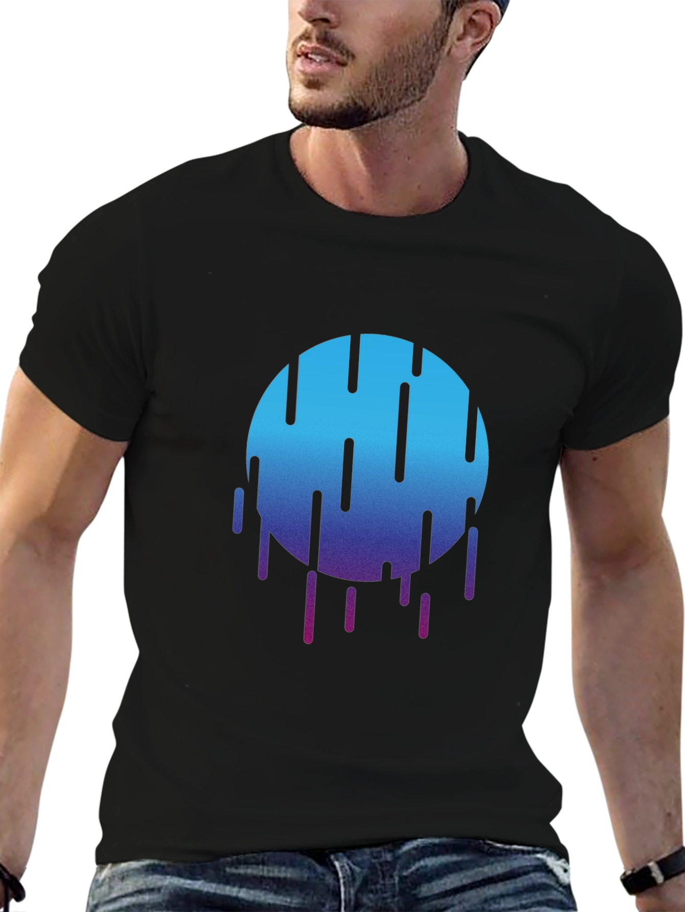 Black Abstract Gradient Circle Tee view 6