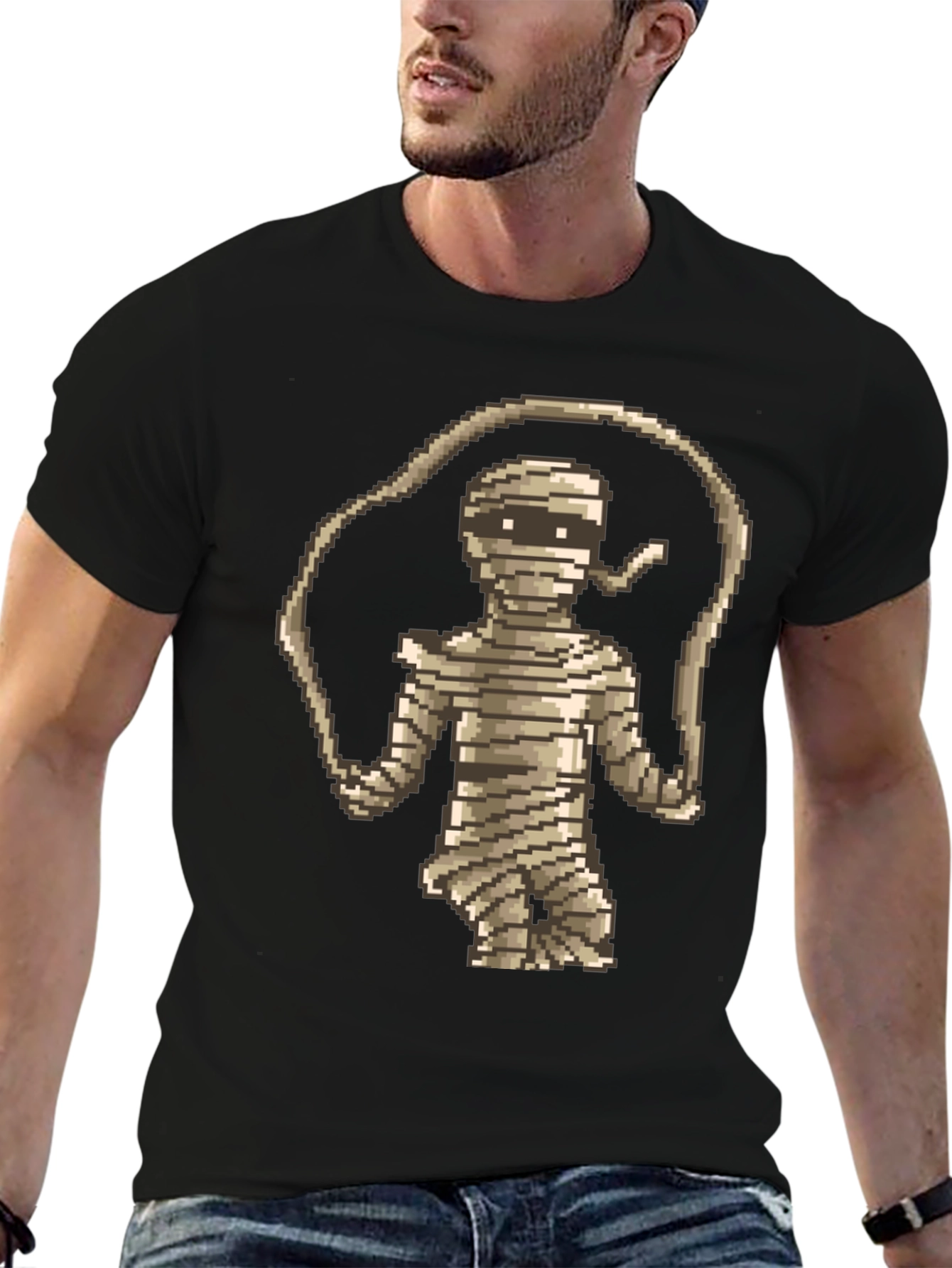 Black Pixel Mummy T-Shirt - Retro Gaming Style view 6