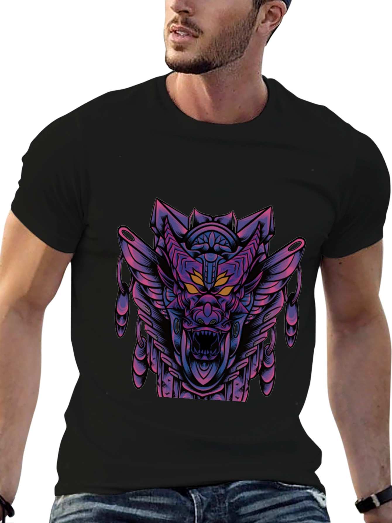 Black Cyberpunk Dragon Graphic Tee - Dark Style view 6