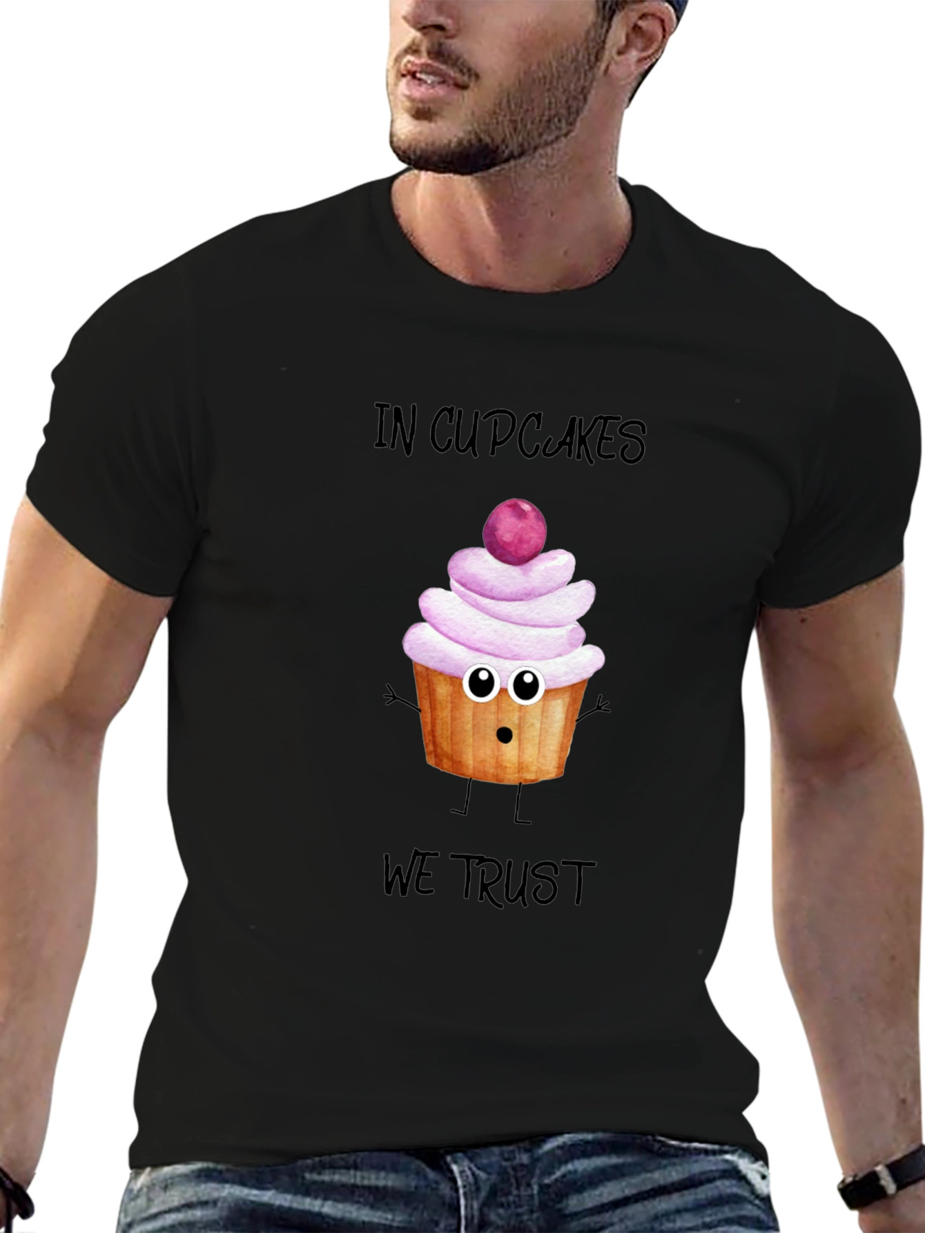 Black In Cupcakes We Trust T-Shirt - Funny Dessert Tee view 6