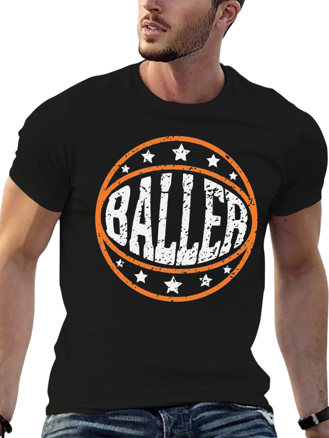 Black Baller Graphic Tee - Basketball Player T-Shirt view 6