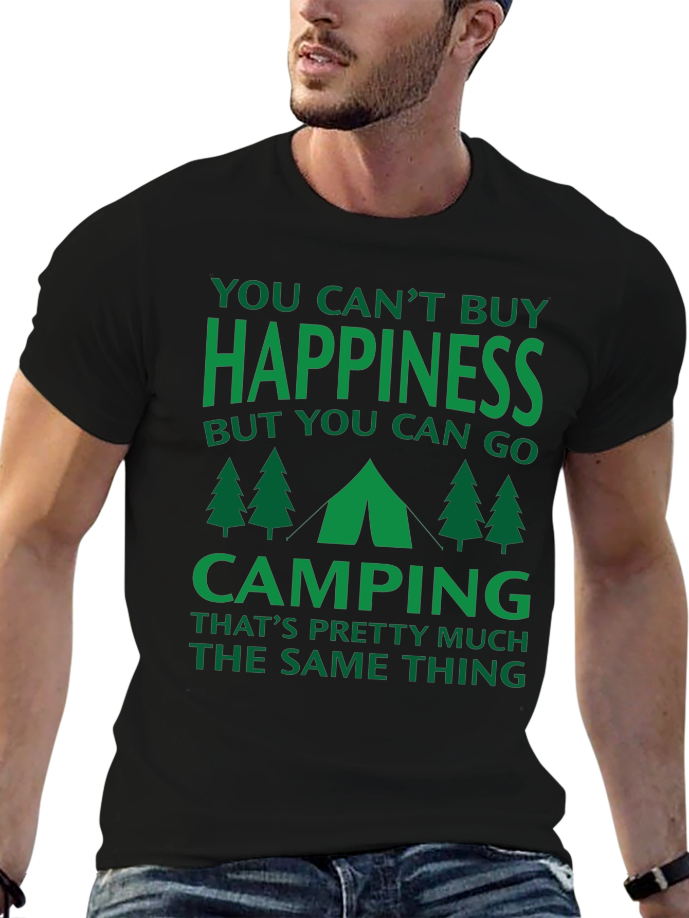 Black Camping Happiness Graphic Tee view 6