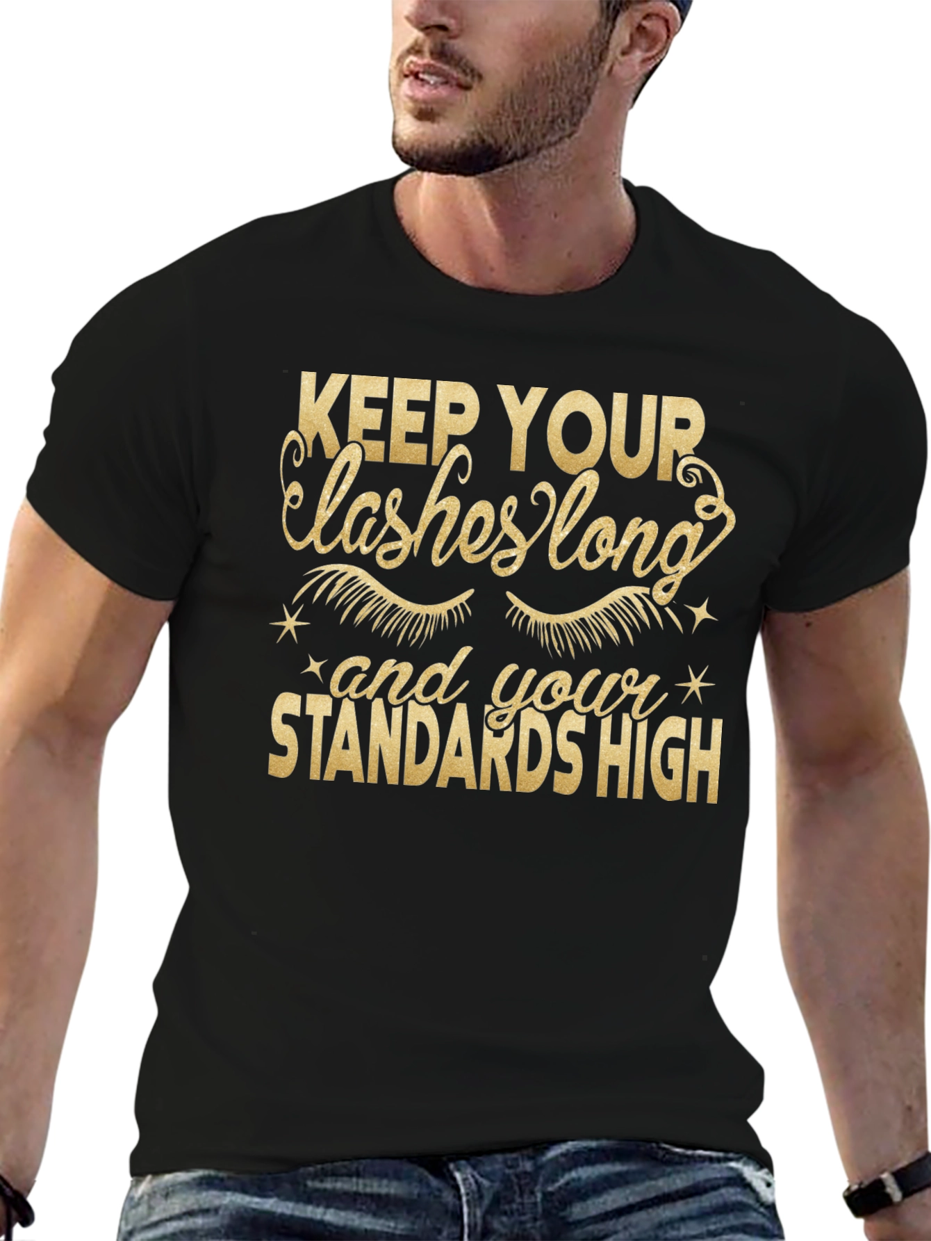Black Keep Your Lashes Long Graphic Tee view 6