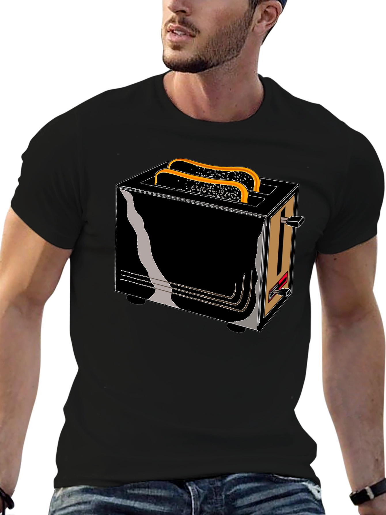 Black Toaster Graphic Tee - Breakfast Humor T-Shirt view 6