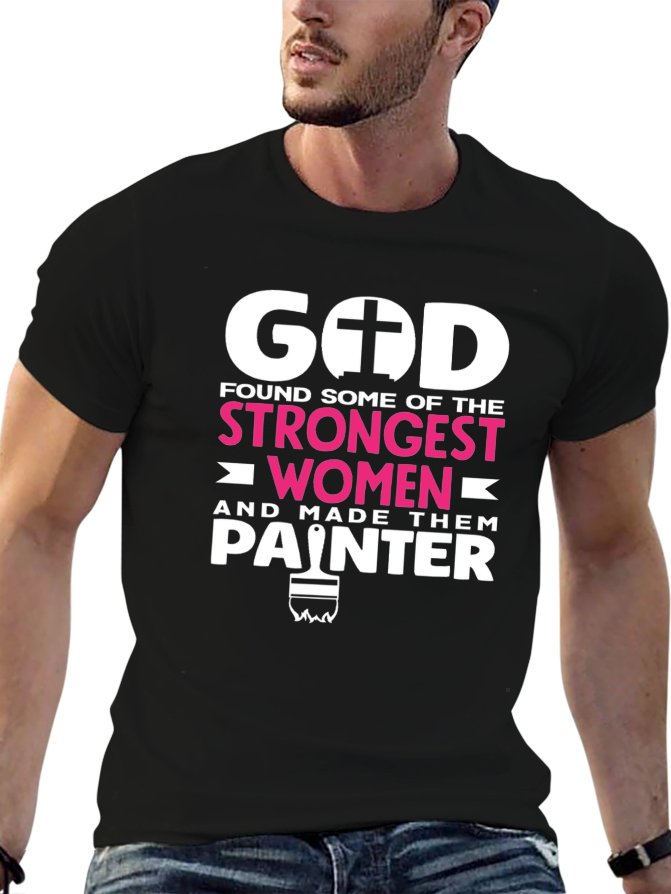 Black Strong Women Painter T-Shirt view 6