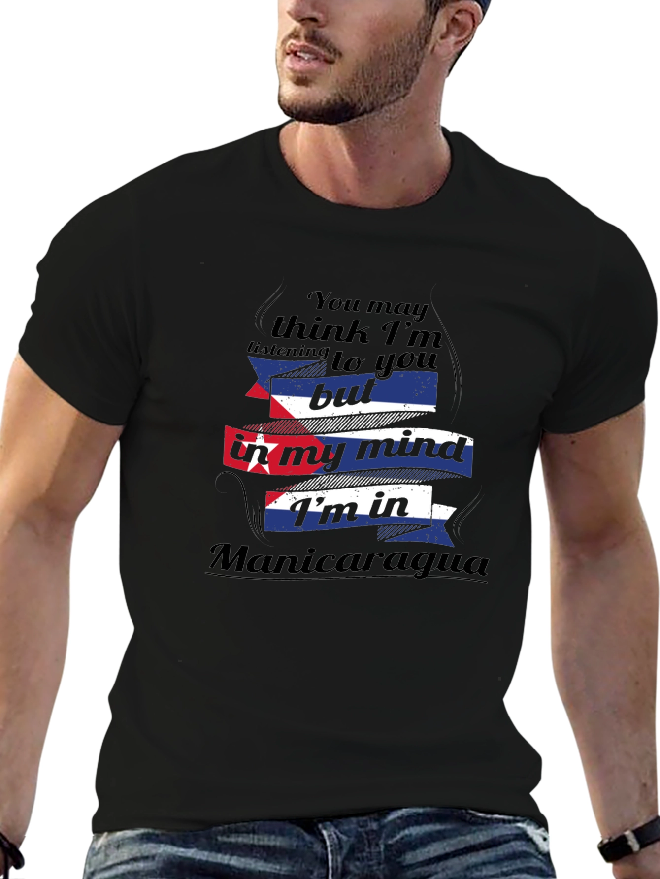 Black Manicaragua Mind T-Shirt - Funny Travel Tee view 6