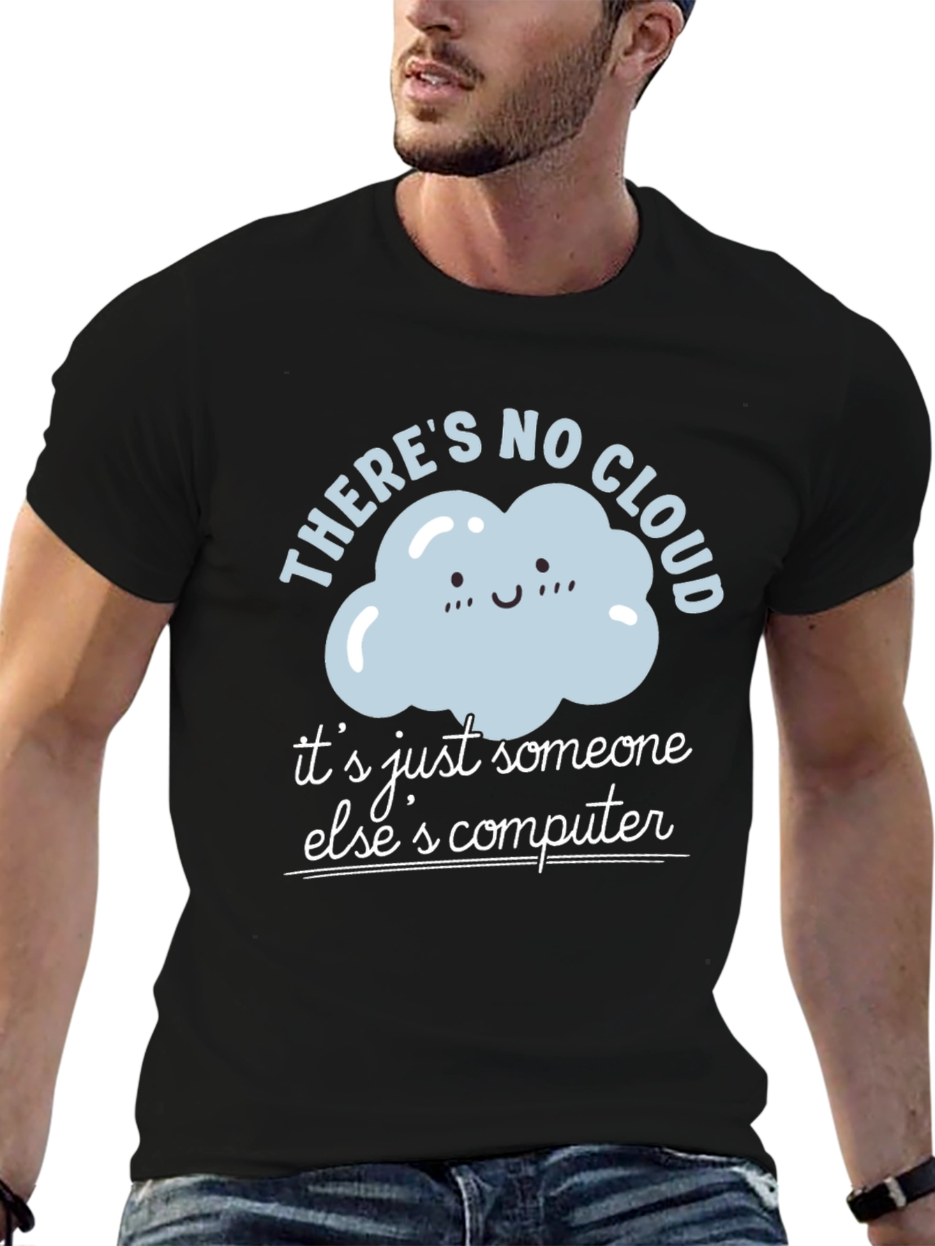 Black Funny Cloud Computing T-Shirt view 6