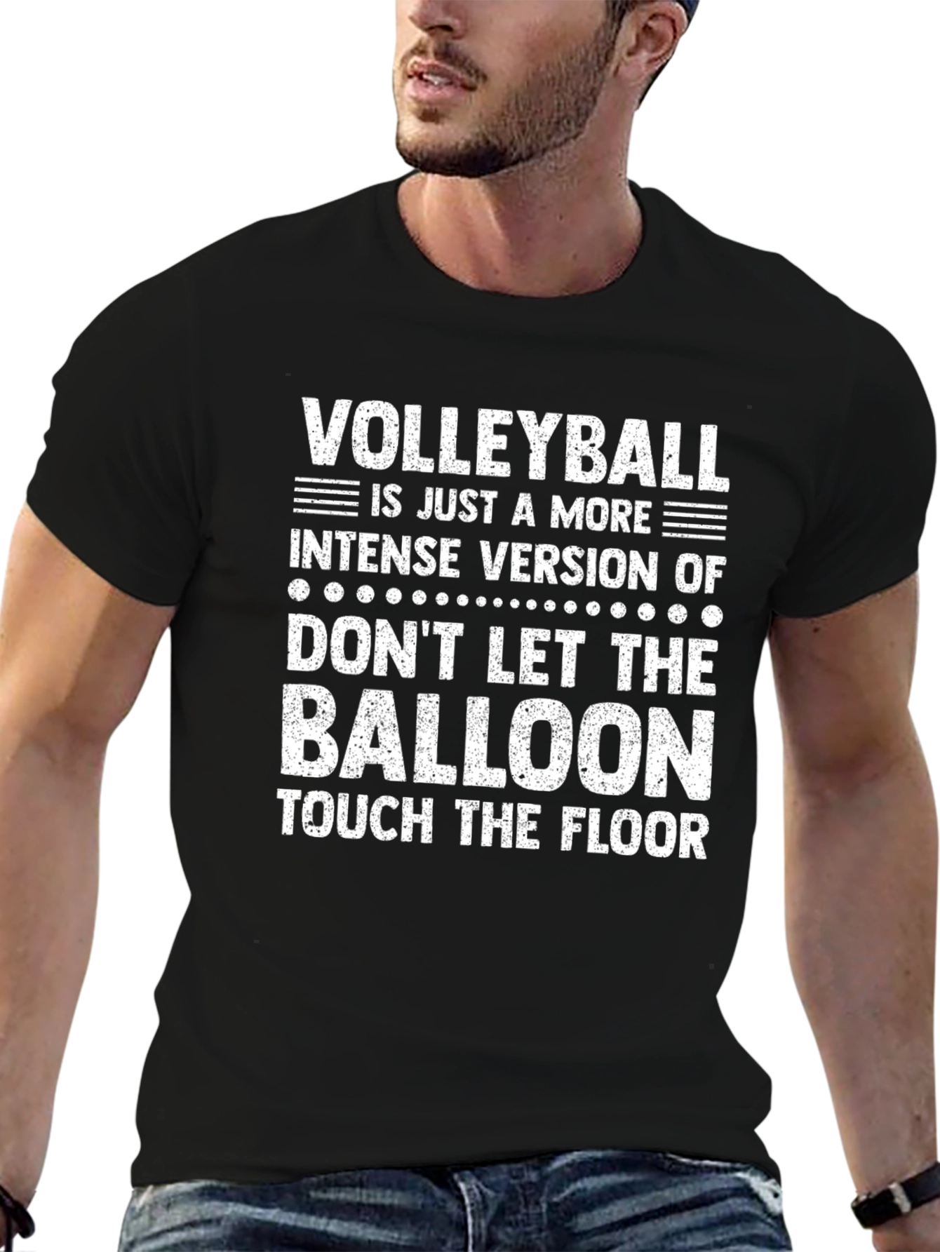 Black Volleyball Intense Version T-Shirt view 6