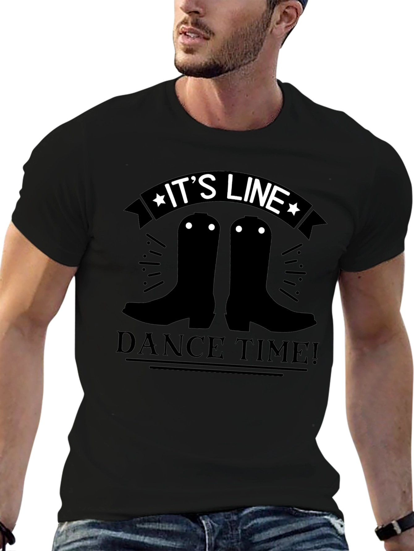 Black Line Dance Time T-Shirt - Country Western Style view 6