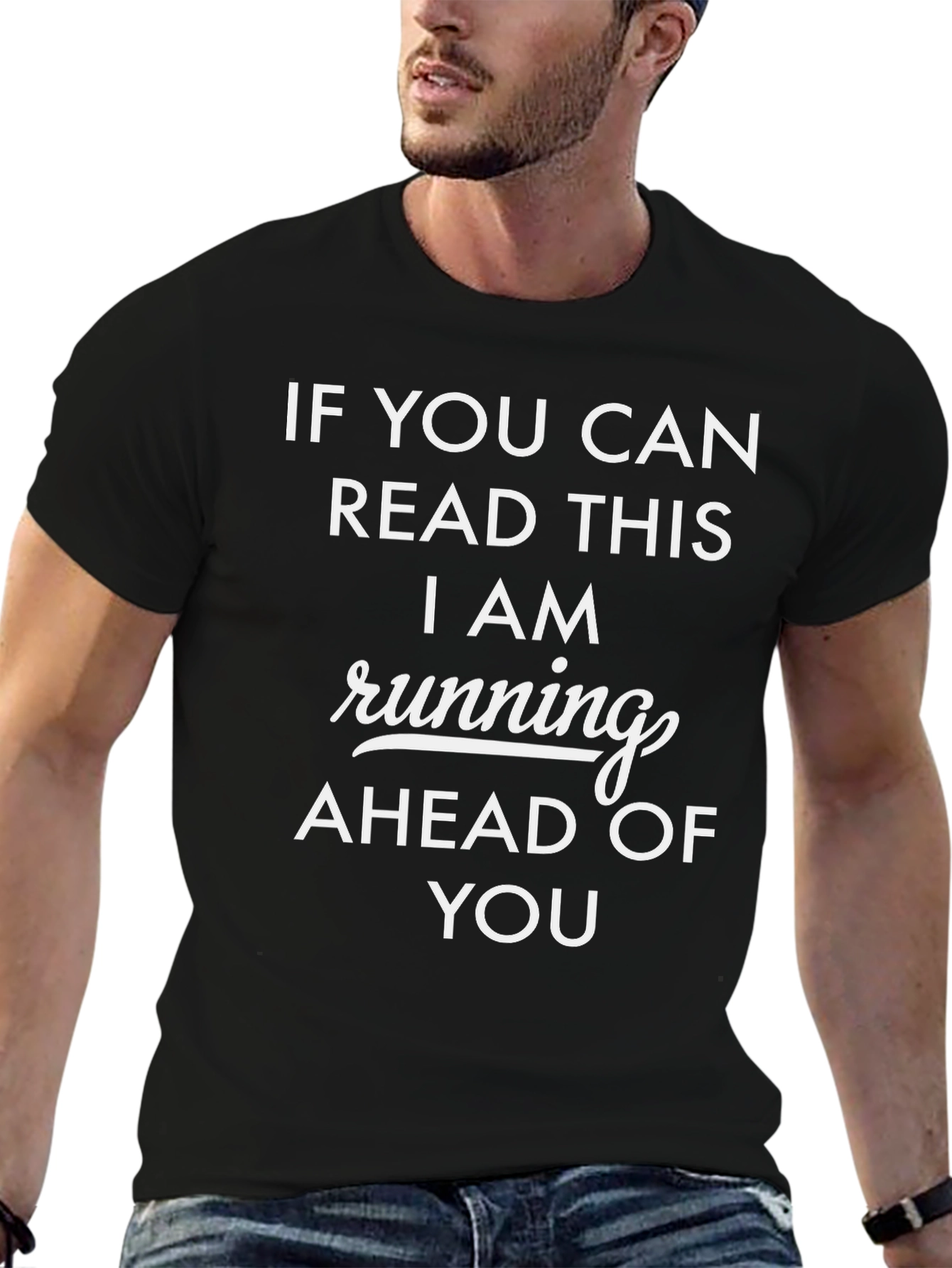 Black Funny Running T-Shirt - Ahead of You view 6