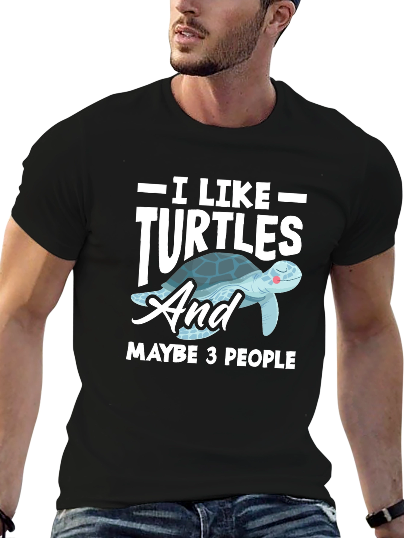 Black I Like Turtles Graphic T-Shirt view 6
