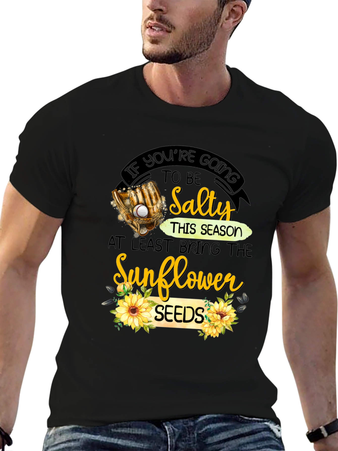 Black Salty Sunflower Seeds Graphic T-Shirt view 6
