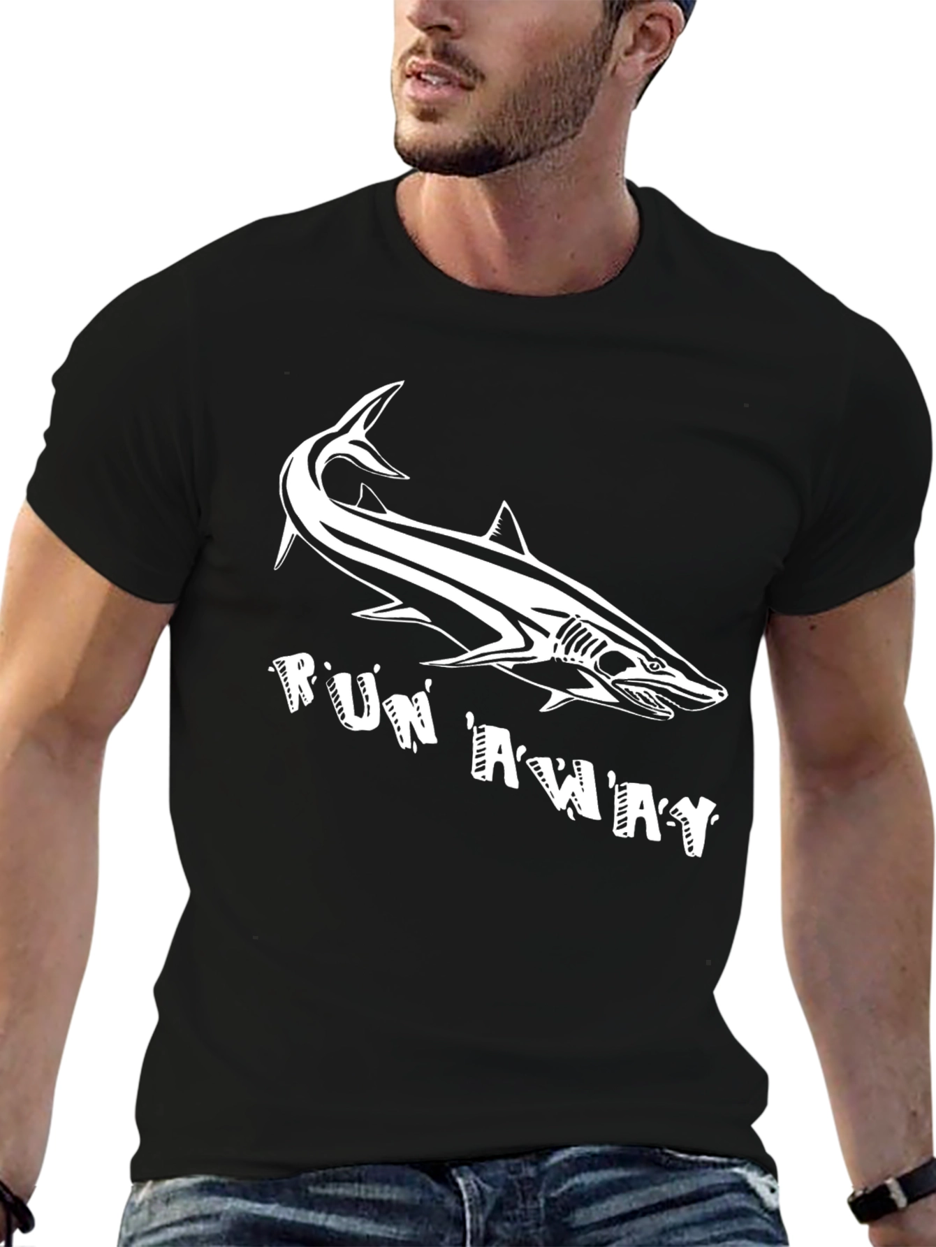 Black Shark Run Away Graphic Tee view 6