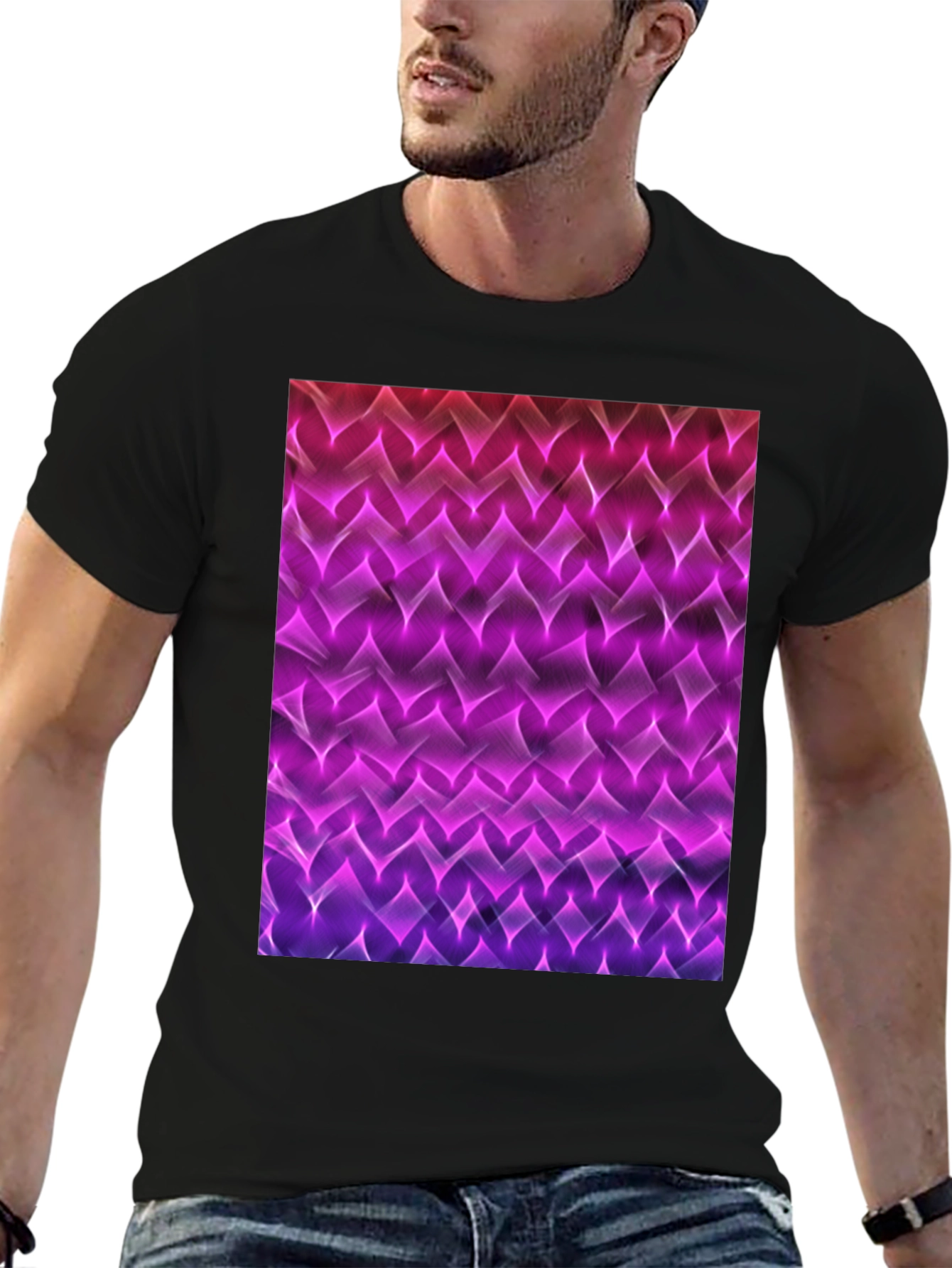 Black Abstract Pattern Black T-Shirt view 6