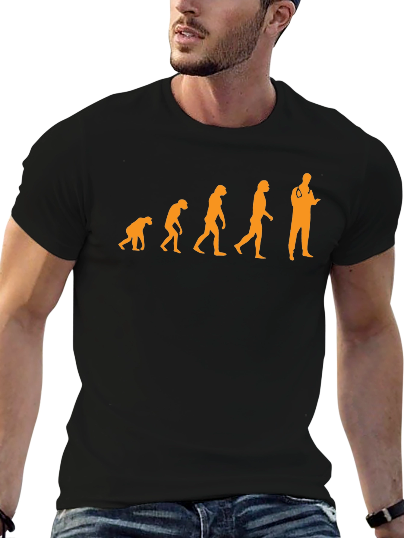 Black Evolution of Doctor T-Shirt - Black Cotton Tee view 6