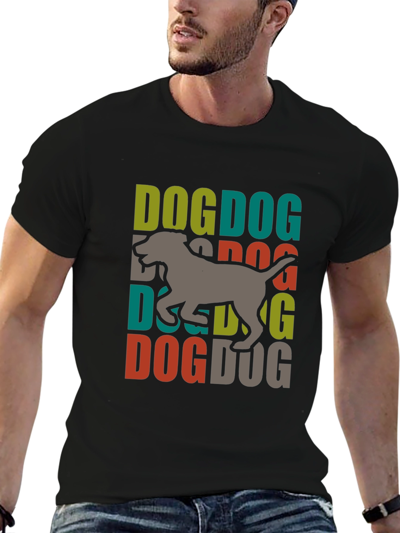 Black Dog Graphic Print Tee - Trendy Dog Lover T-Shirt view 6
