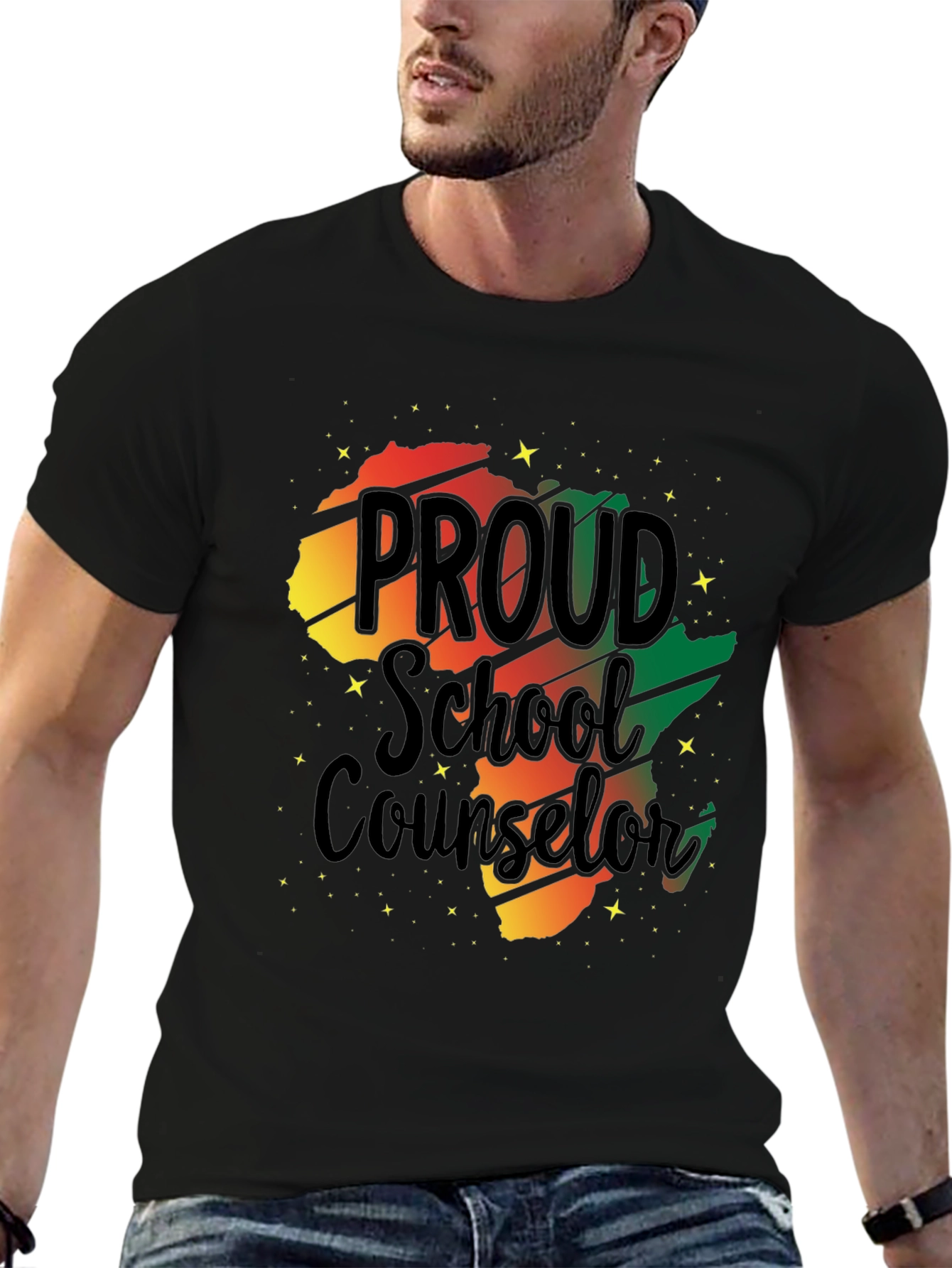 Proud School Counselor Black Pride T-Shirt - 6