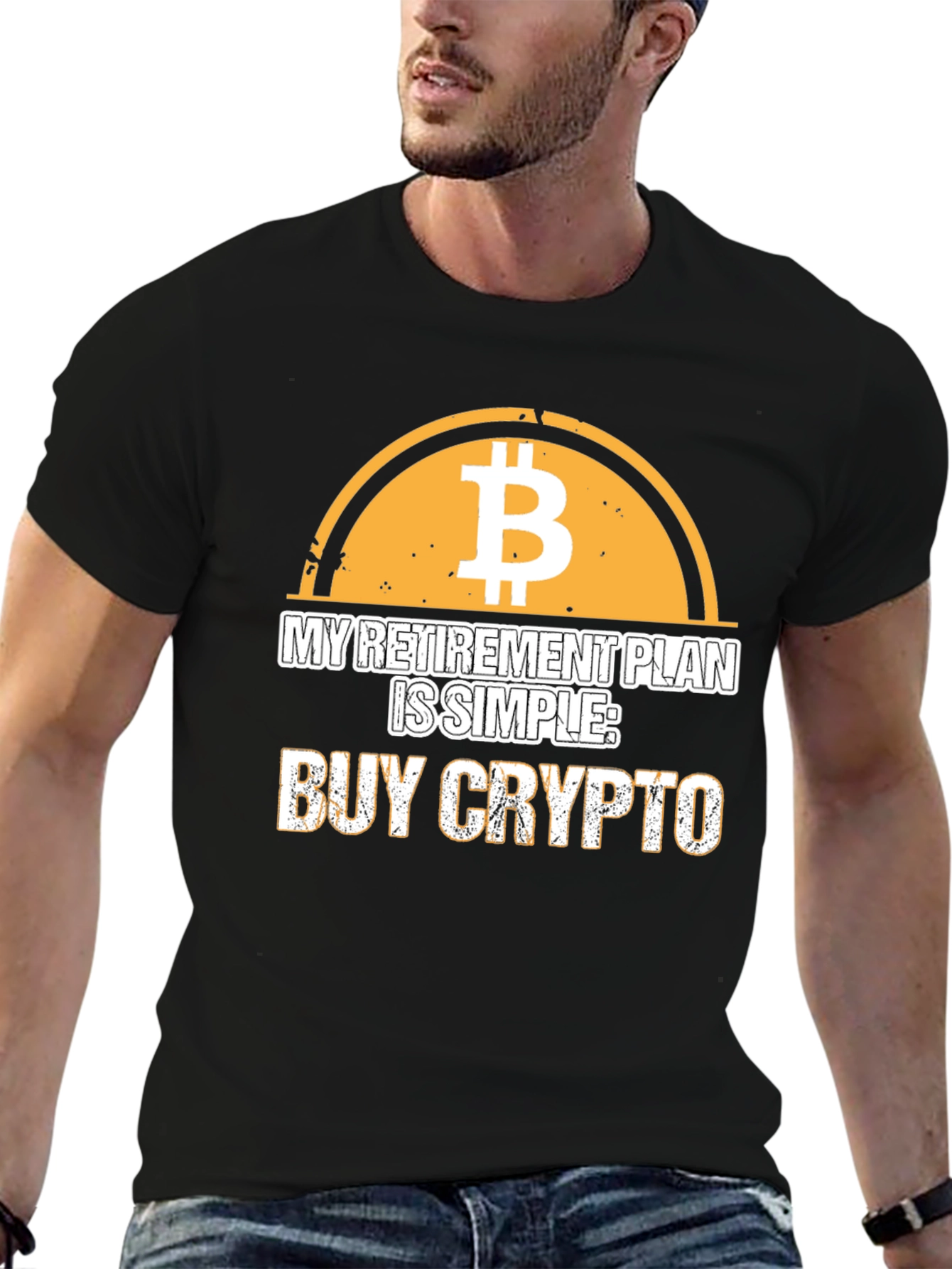 Black Buy Crypto Retirement Plan T-Shirt view 6