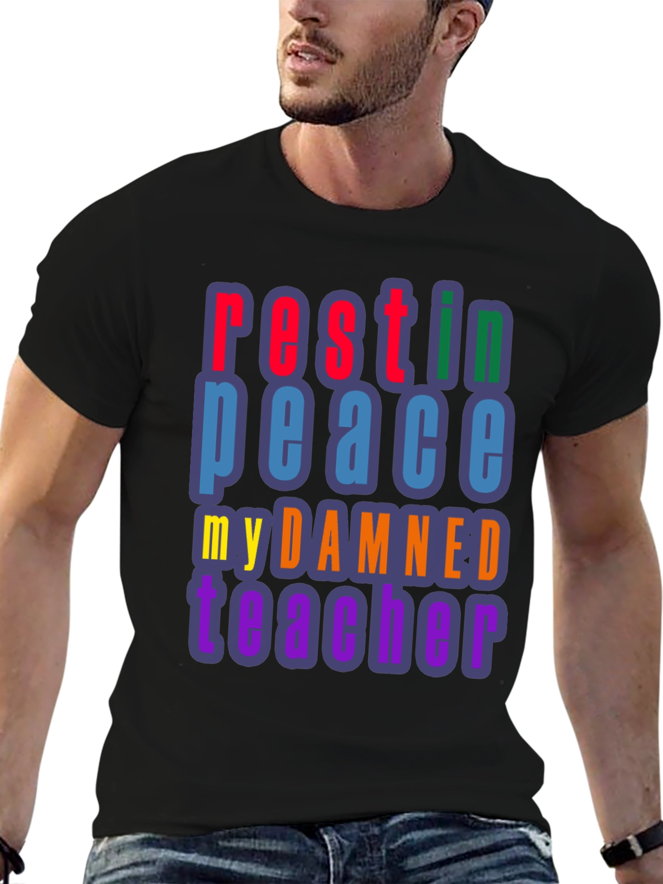 Black RIP My Damned Teacher Graphic Tee view 6