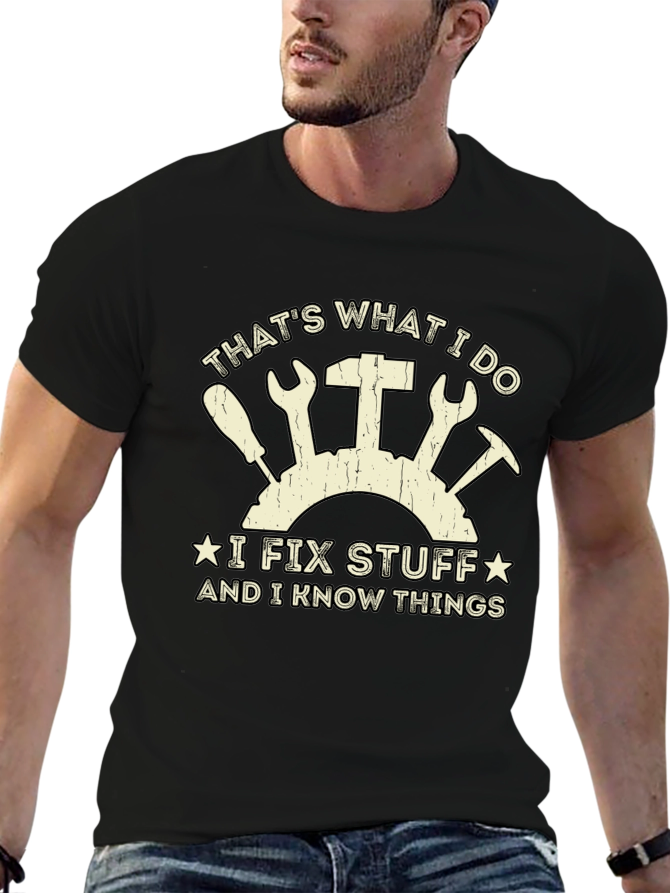 Black I Fix Stuff T-Shirt - Funny Gift for Handyman view 6