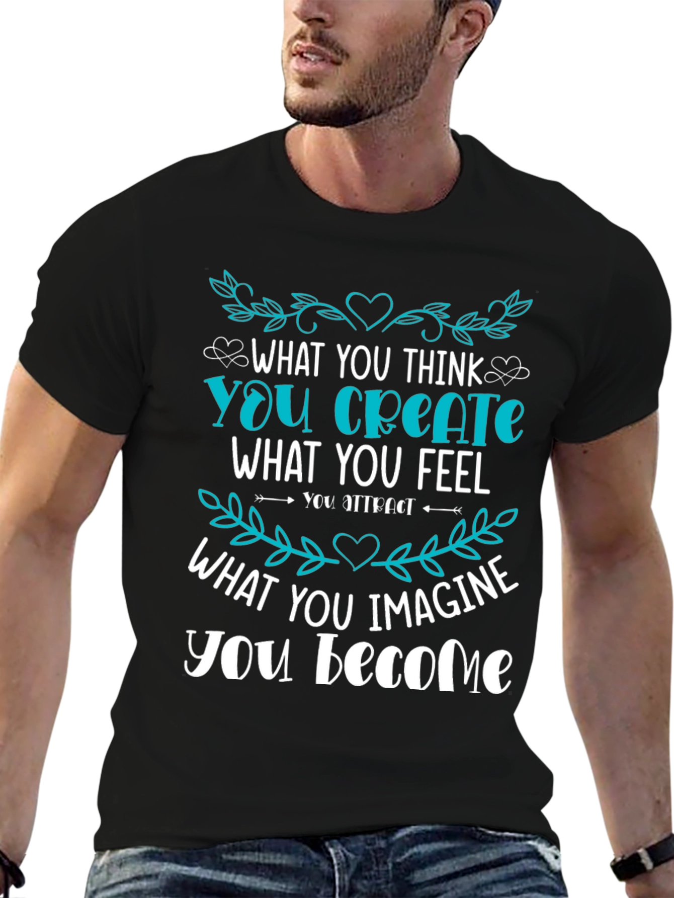 Black Inspirational Graphic T-Shirt - Create Your Reality view 6
