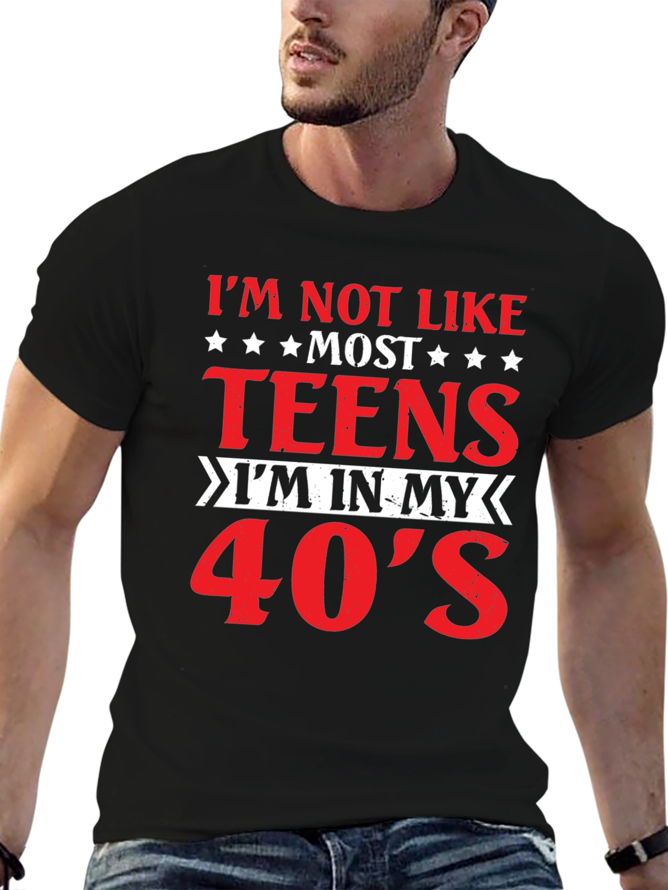Black I'm Not Like Most Teens T-Shirt 40s view 6