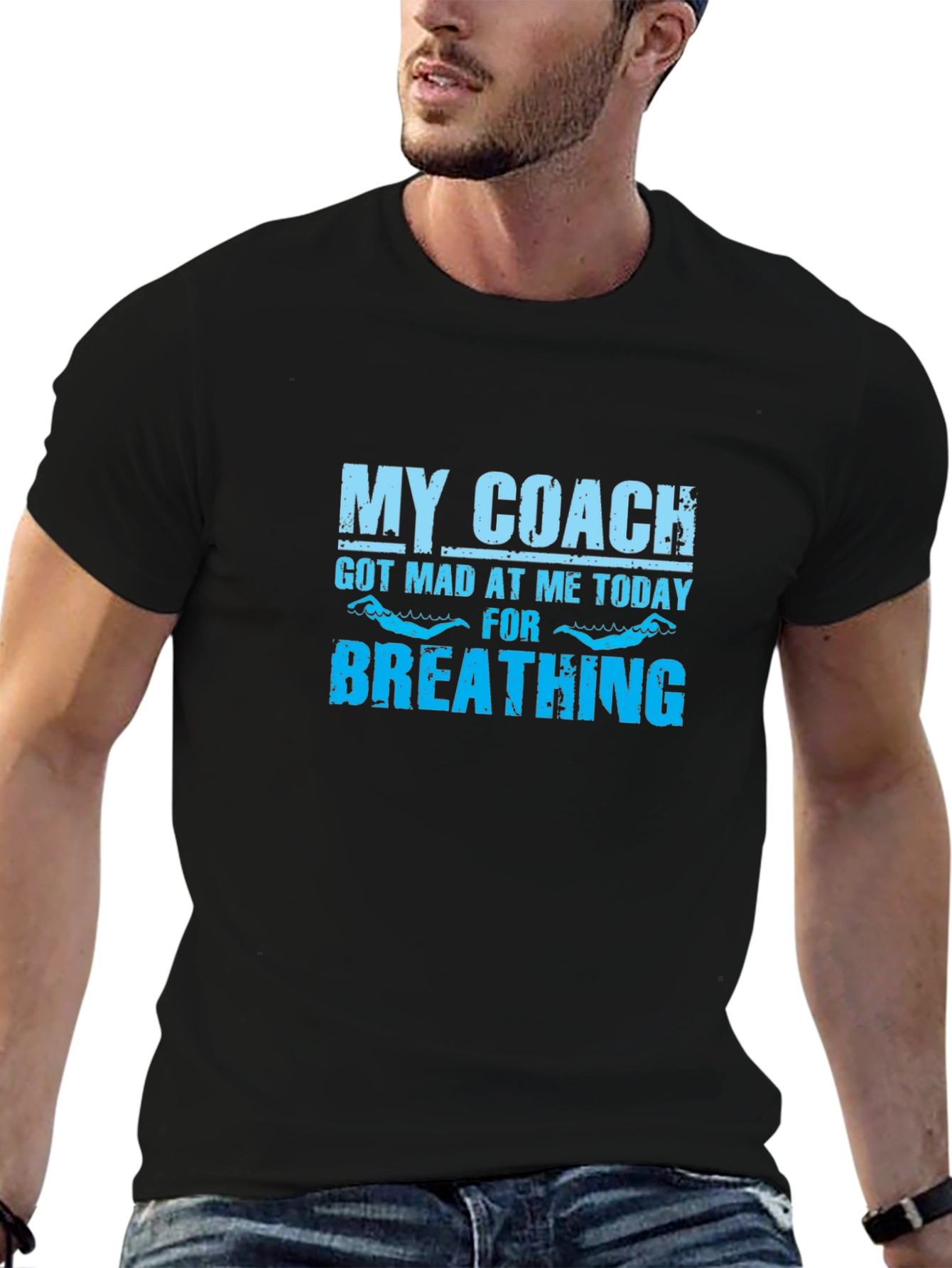 Black My Coach Got Mad T-Shirt - Swimmer Humor Tee view 6