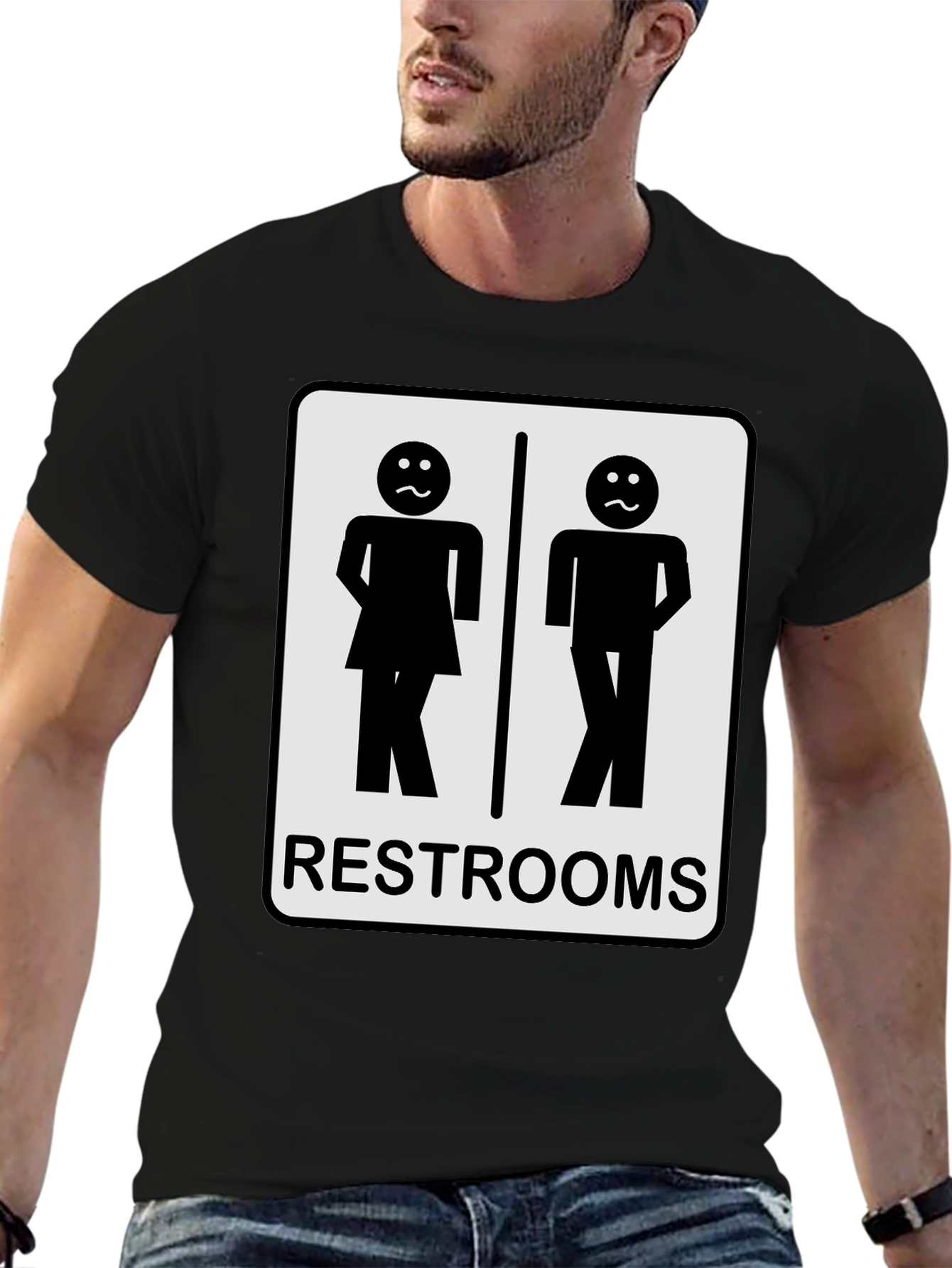 Black Funny Restroom T-Shirt view 6