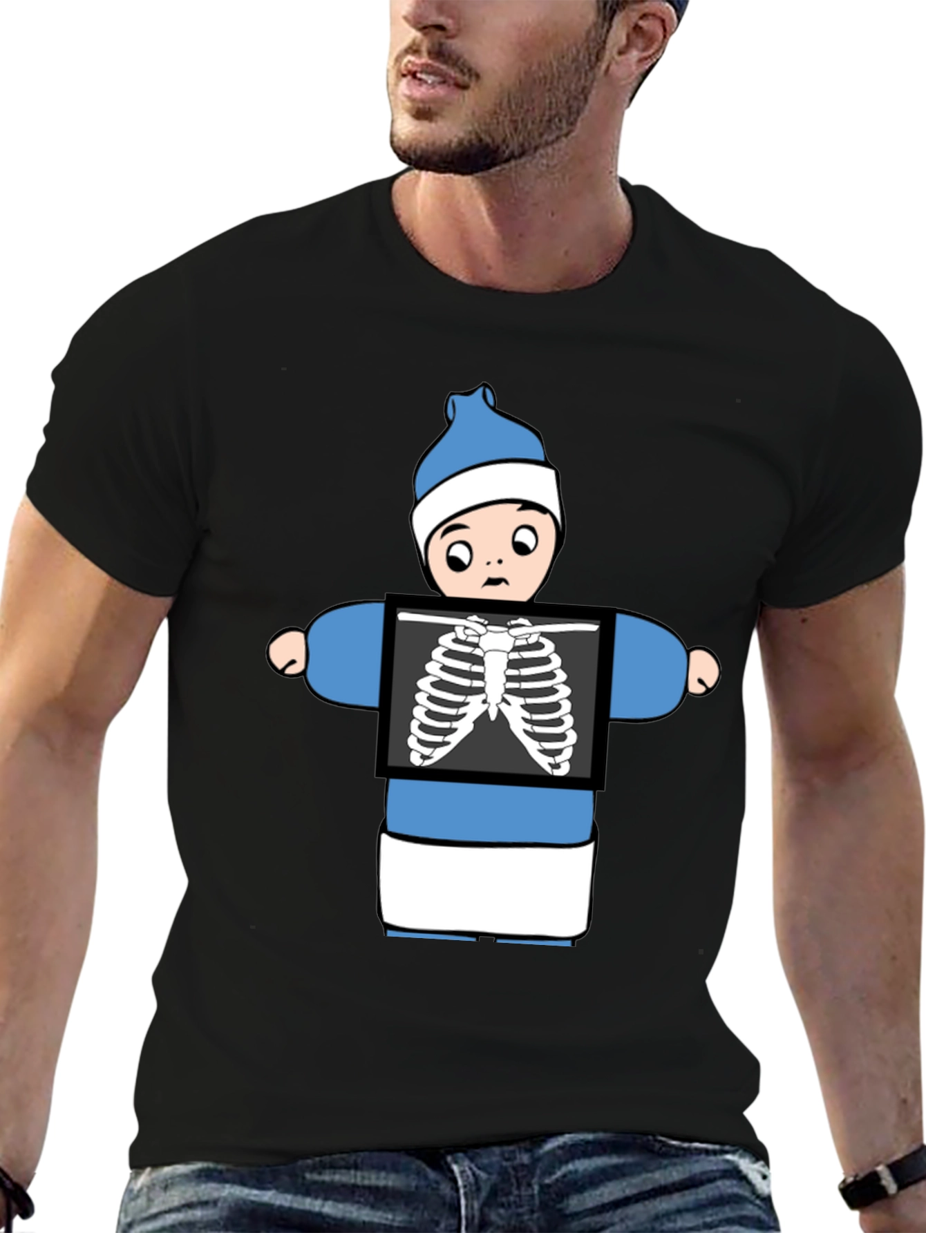 Black Funny X-Ray Baby T-Shirt view 6