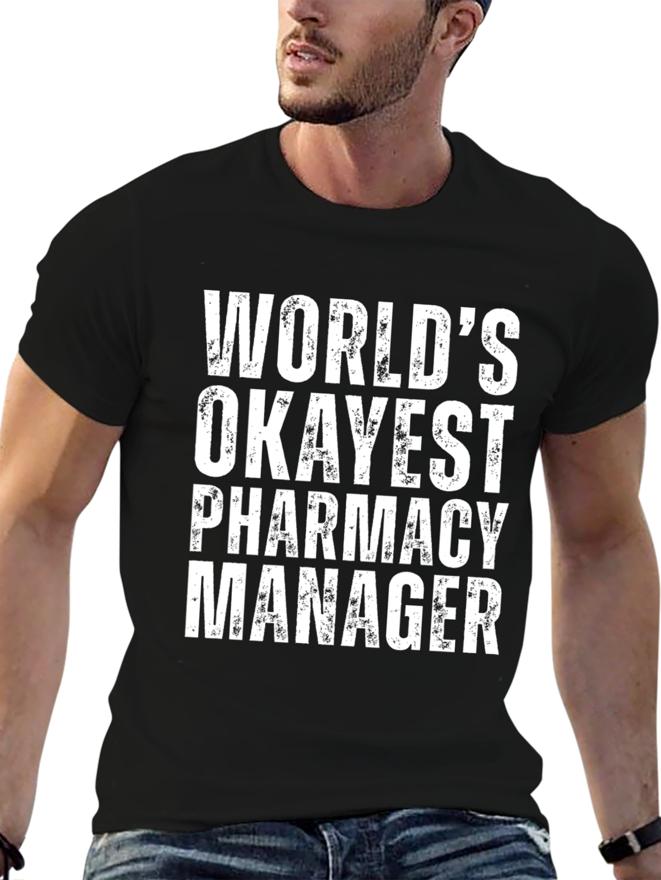 Black Funny Pharmacy Manager T-Shirt view 6