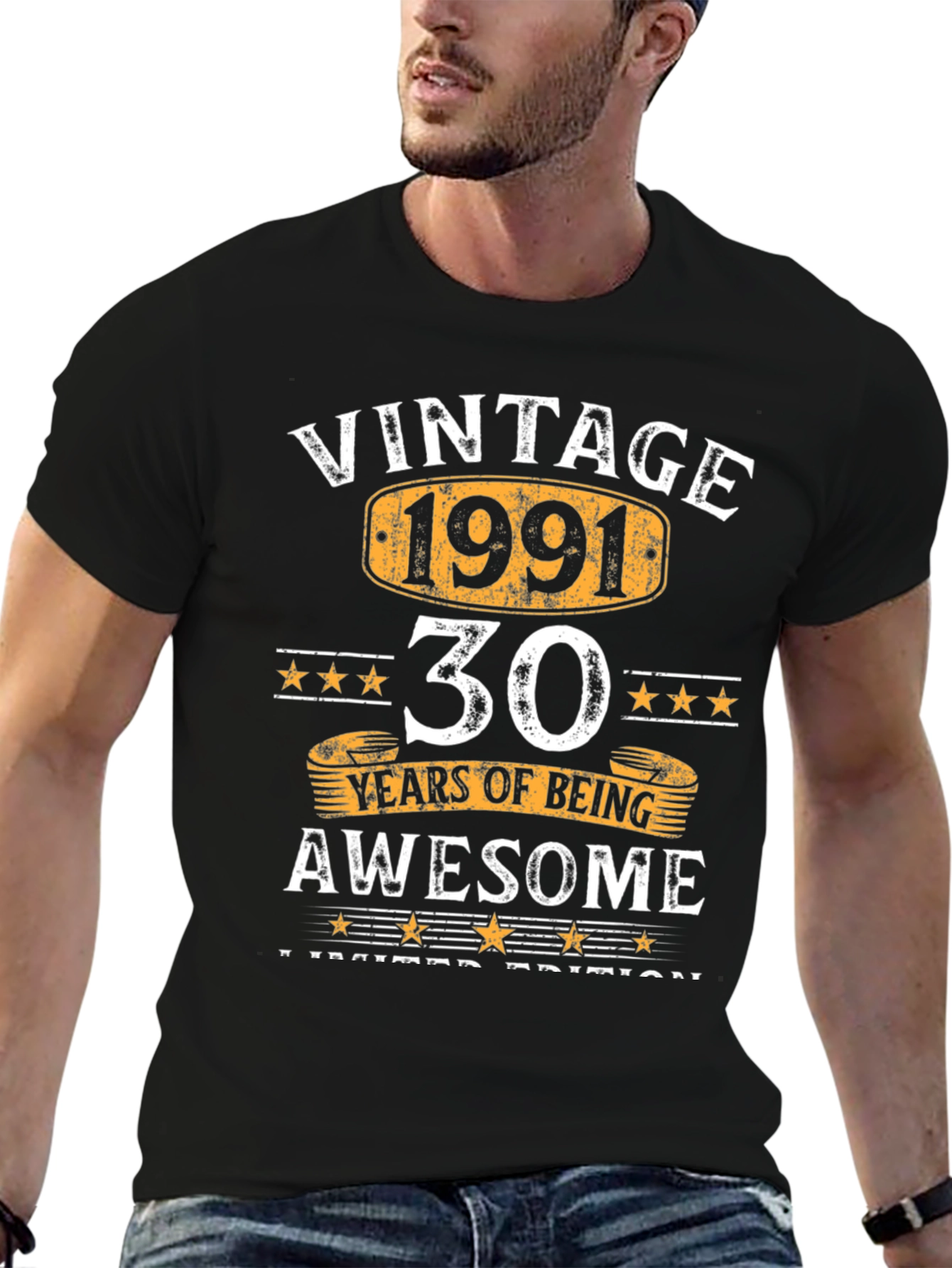 Black Vintage 1991 30 Years Awesome Limited Edition T-Shirt view 6
