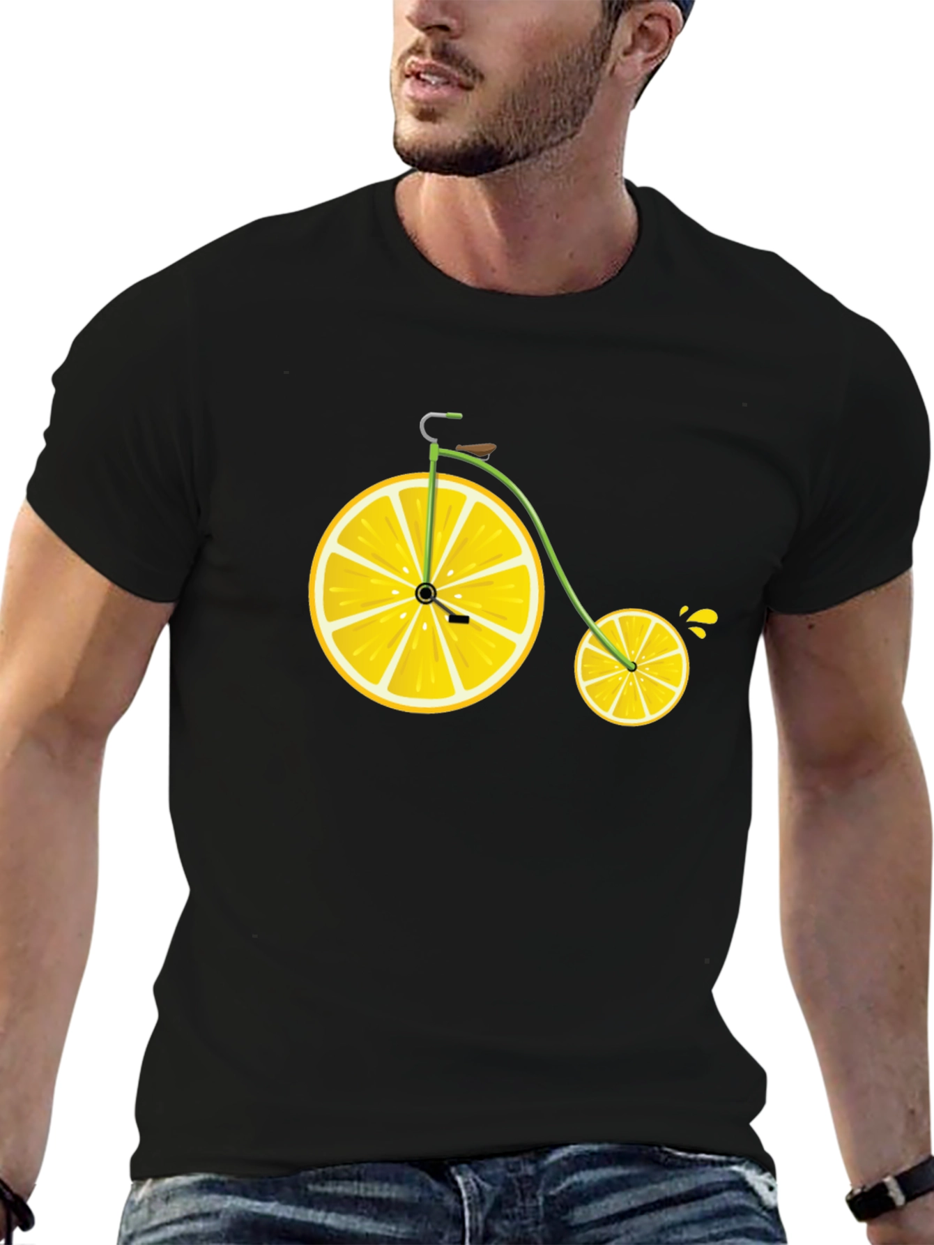 Lemon Bicycle Graphic Tee - Novelty Fruit Bike T-Shirt - 6