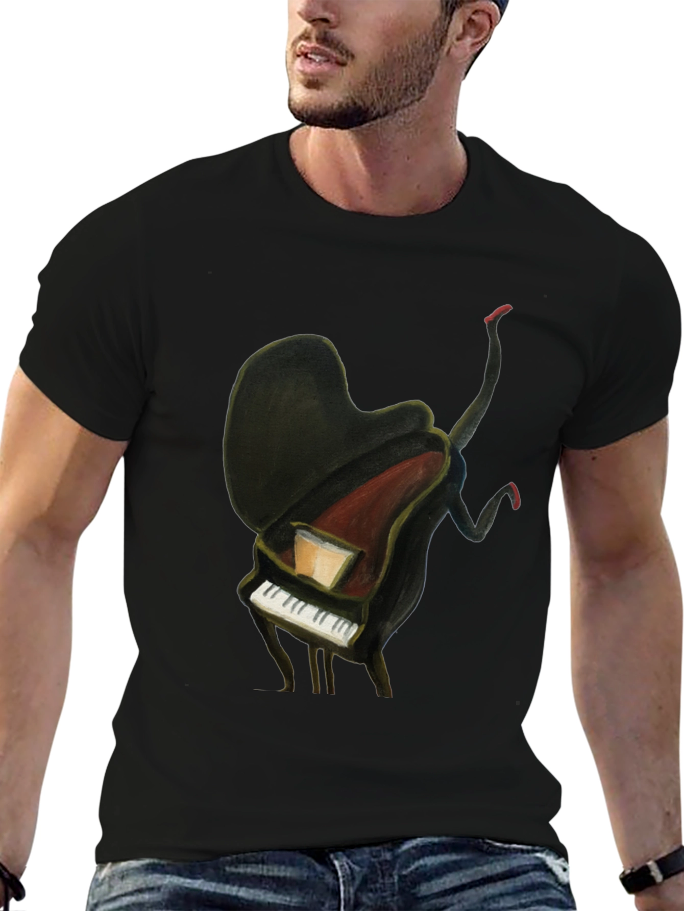 Black Piano Man Graphic Tee - Unique Music Lover T-Shirt view 6
