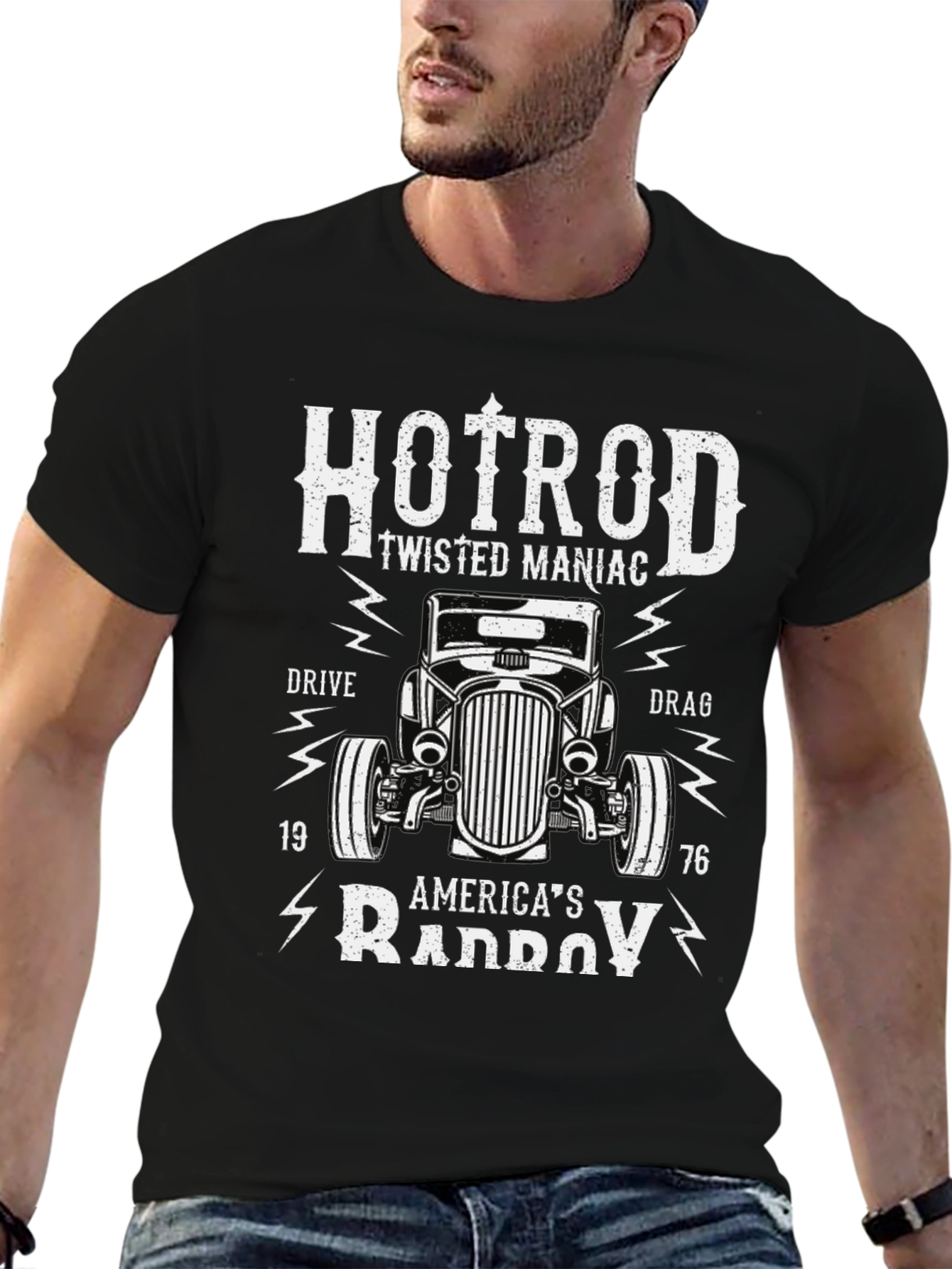 Black Hotrod Twisted Maniac Graphic T-Shirt view 6