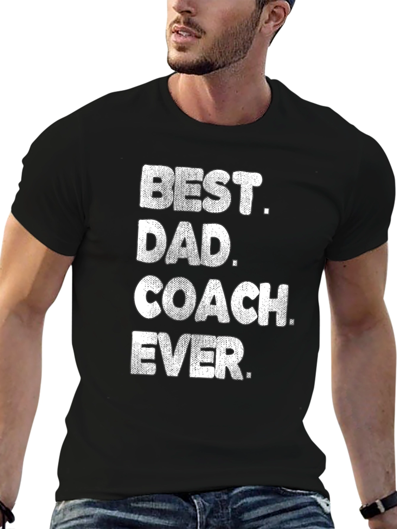 Black Best Dad Coach Ever T-Shirt - Men's Graphic Tee view 6