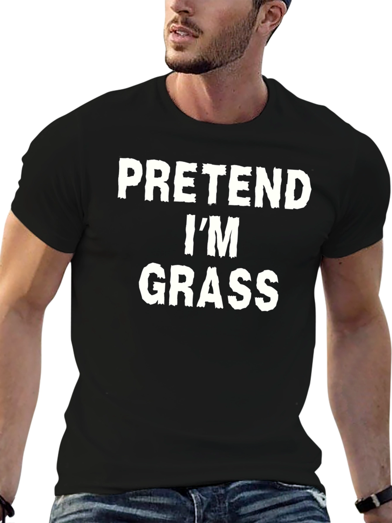 Black Pretend I'm Grass T-Shirt - Funny Costume Tee view 6