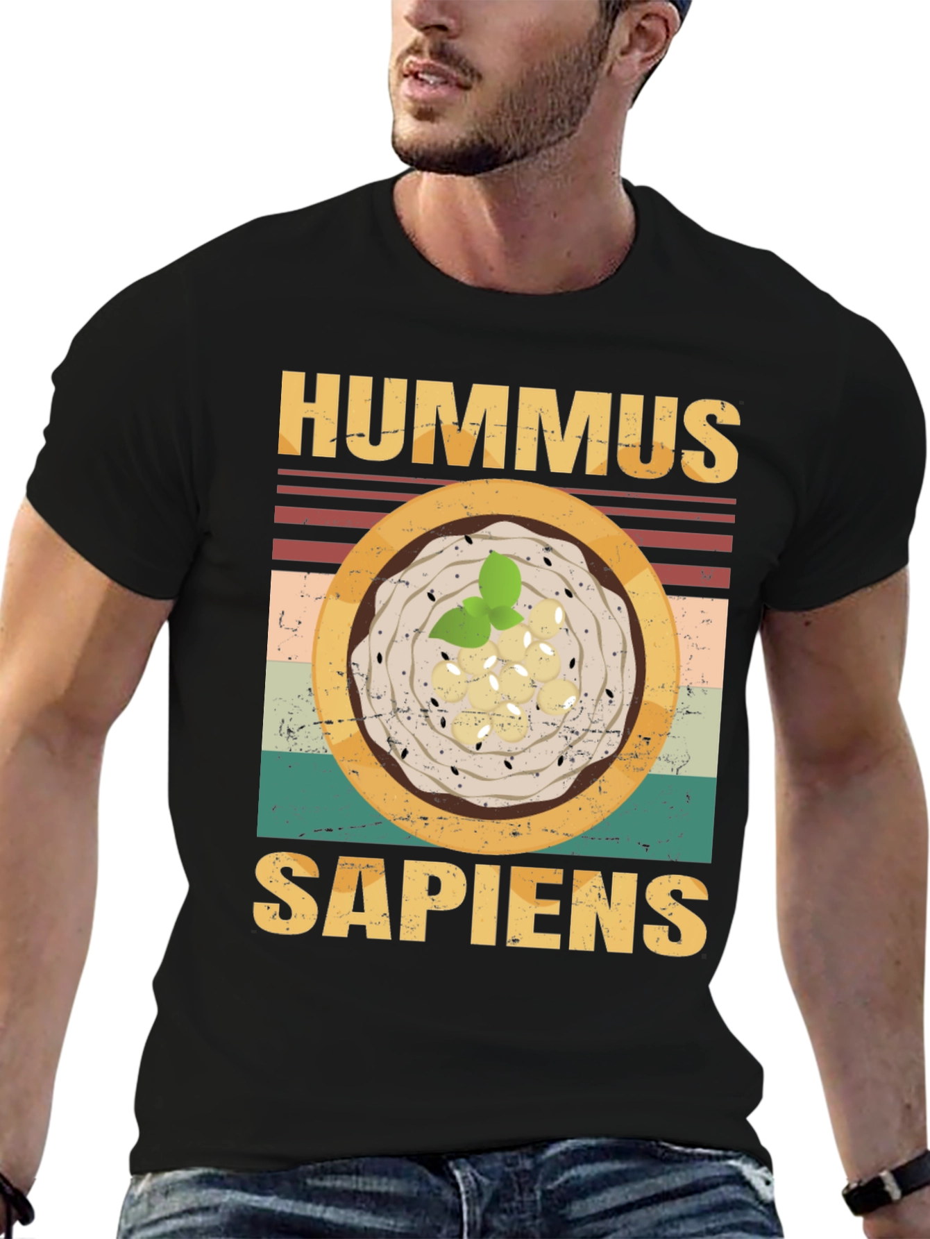 Black Hummus Sapiens Graphic Tee - Funny Food Lover's T-Shirt view 6