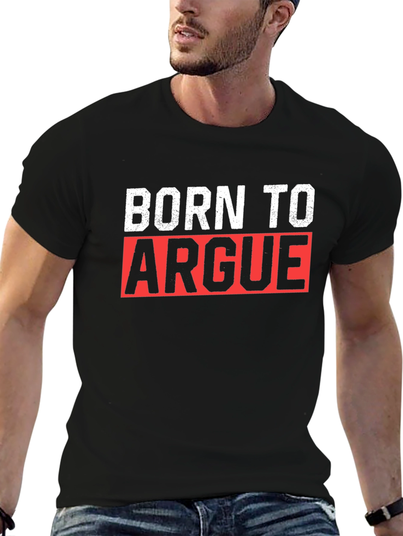 Black Born to Argue Graphic T-Shirt - Funny Statement Tee view 6