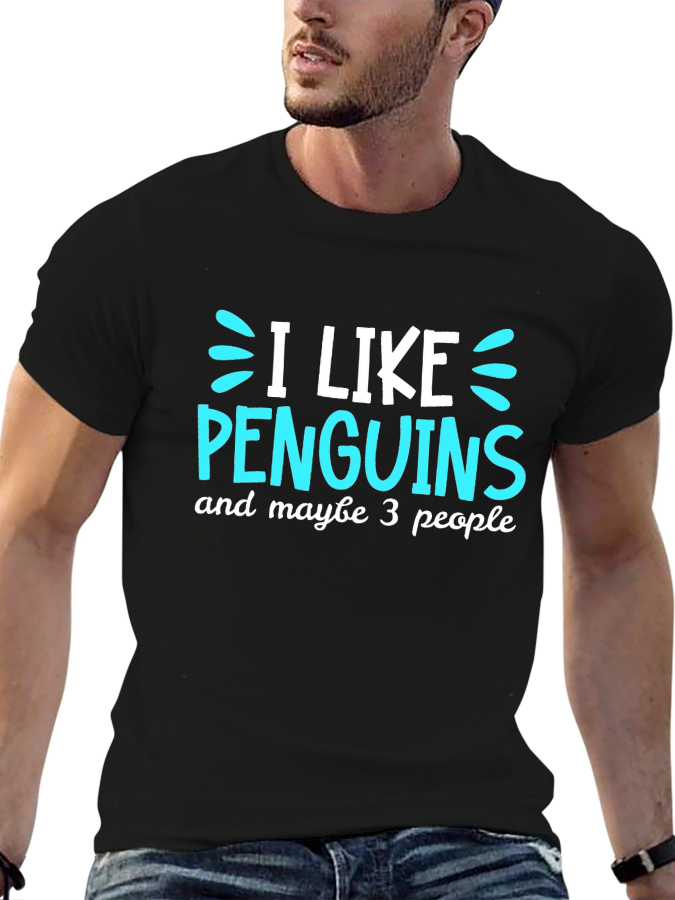 Black Penguin Lover's Tee: I Like Penguins, Maybe 3 People view 6